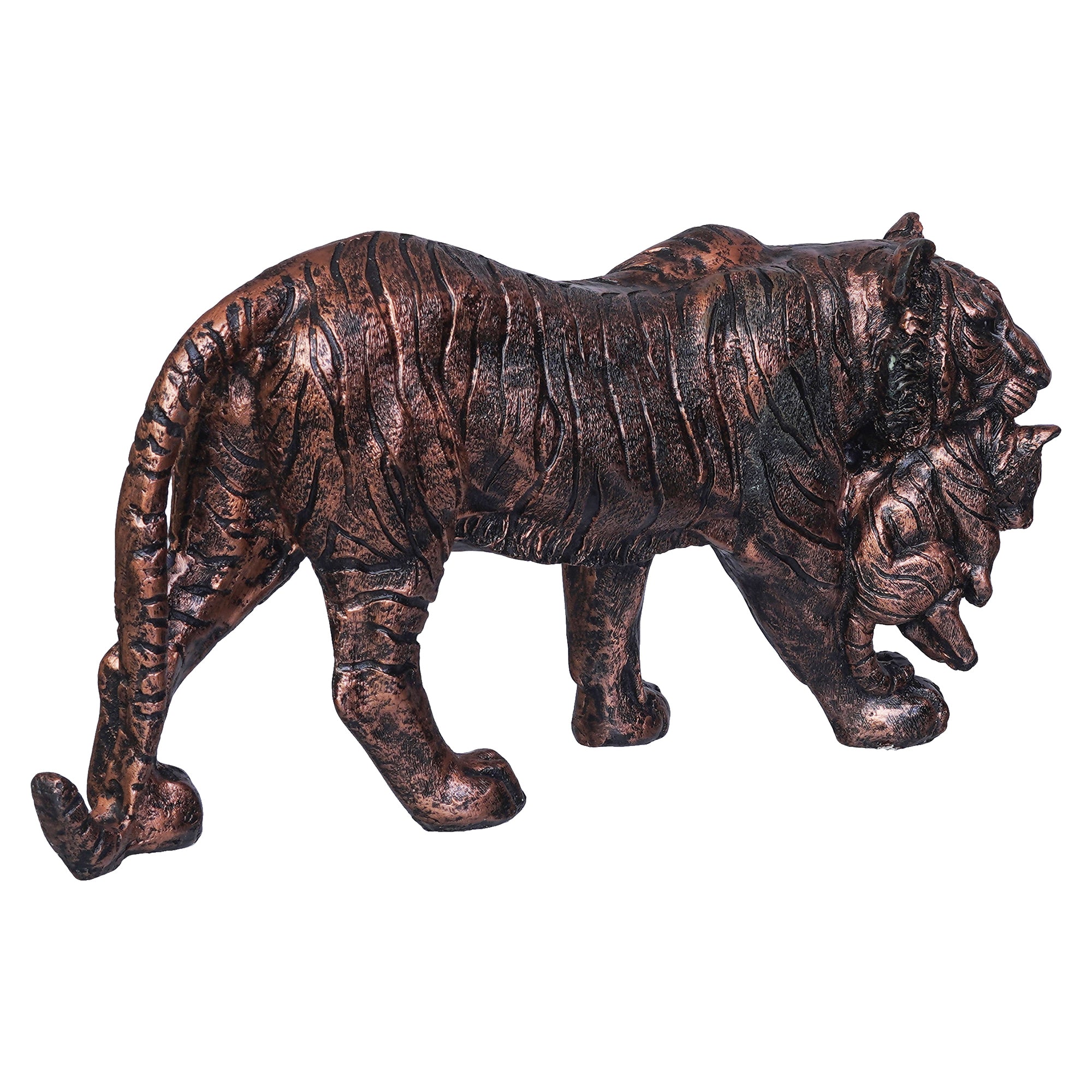 Rustic Brown Polyresin Lioness with Cub Statue Animal Figurine Showpiece 7