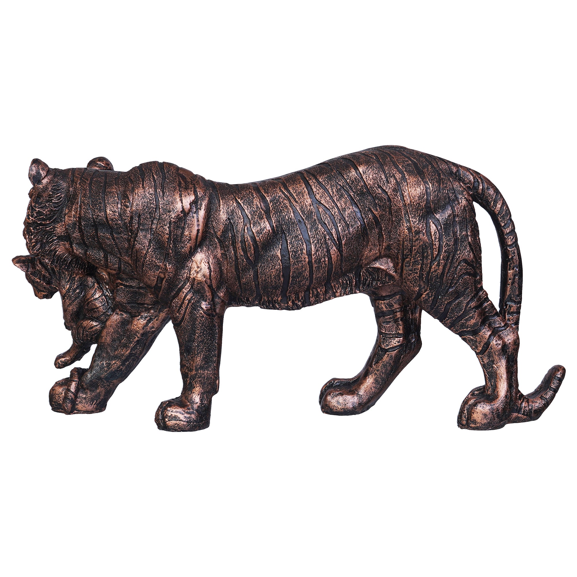 Rustic Brown Polyresin Lioness with Cub Statue Animal Figurine Showpiece 8