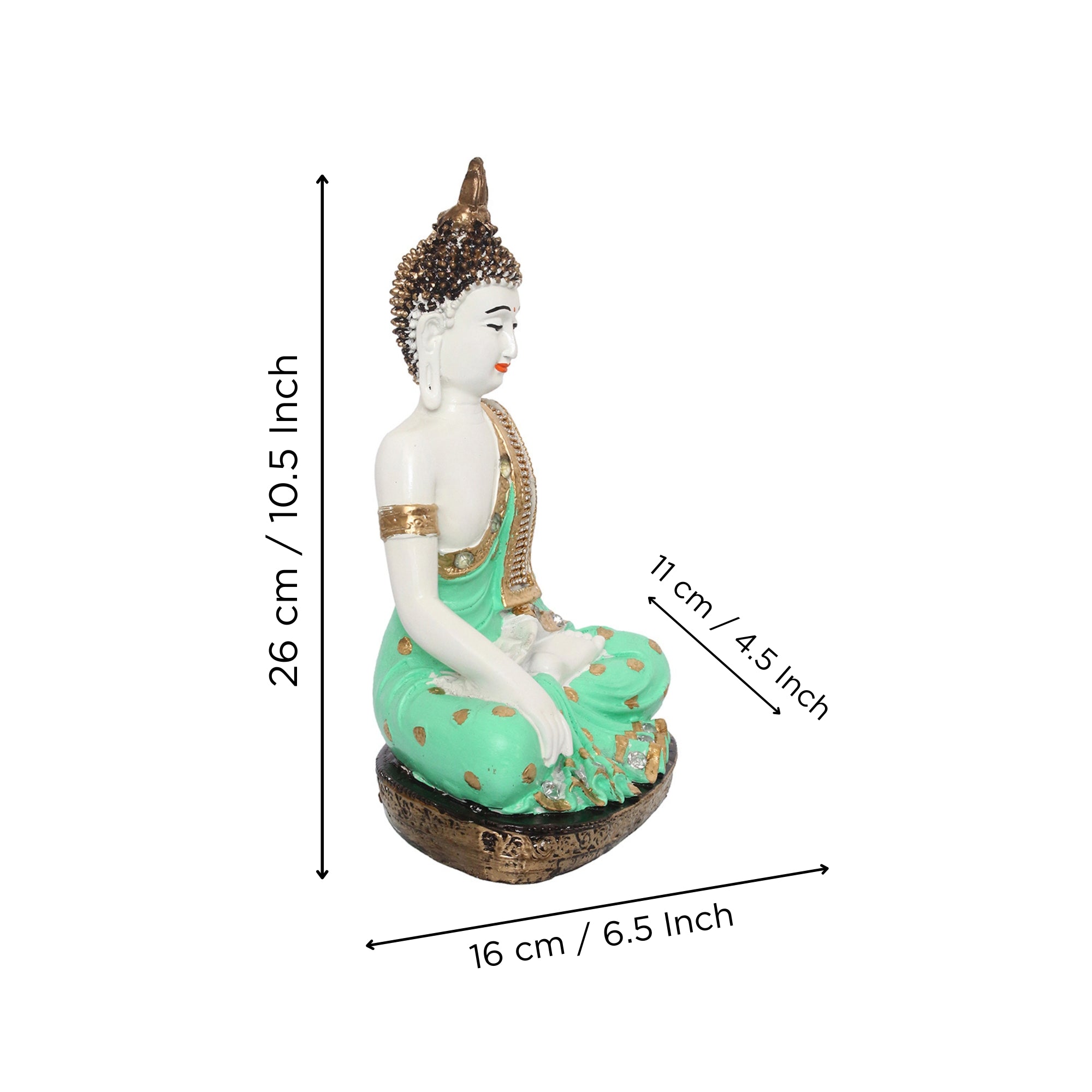 Decorative Meditating Lord Buddha - Green 3