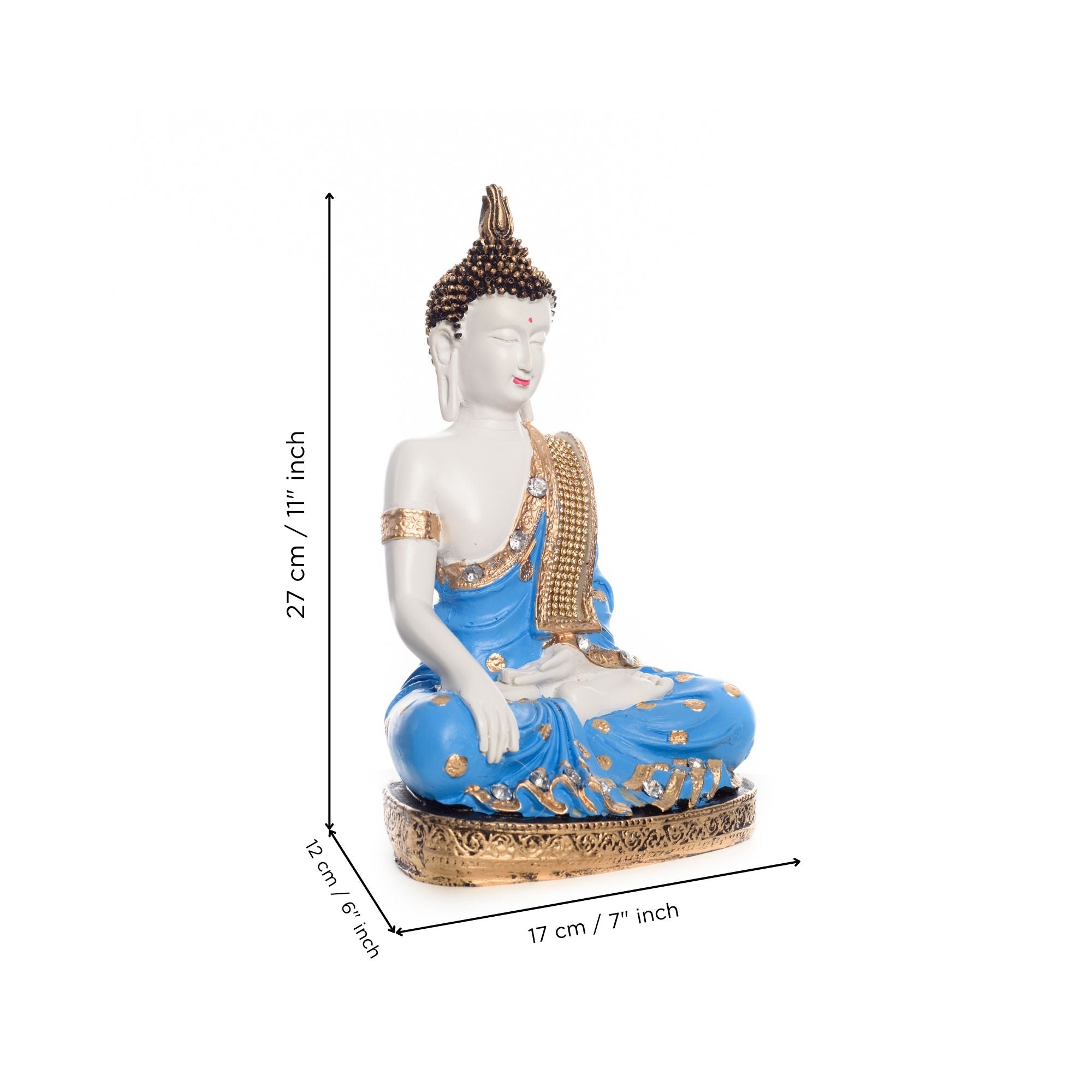 Polyresin Blue & White Meditating Lord Buddha Statue 2