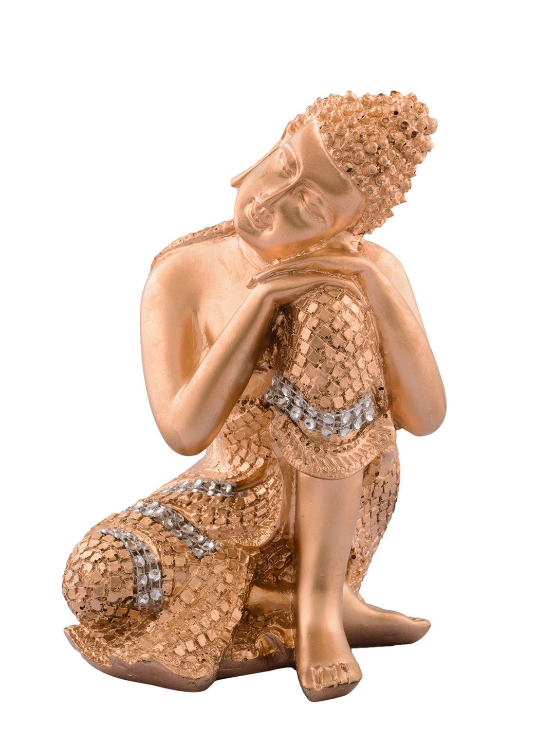 Polyresin Golden Resting Buddha on Knee Statue 3