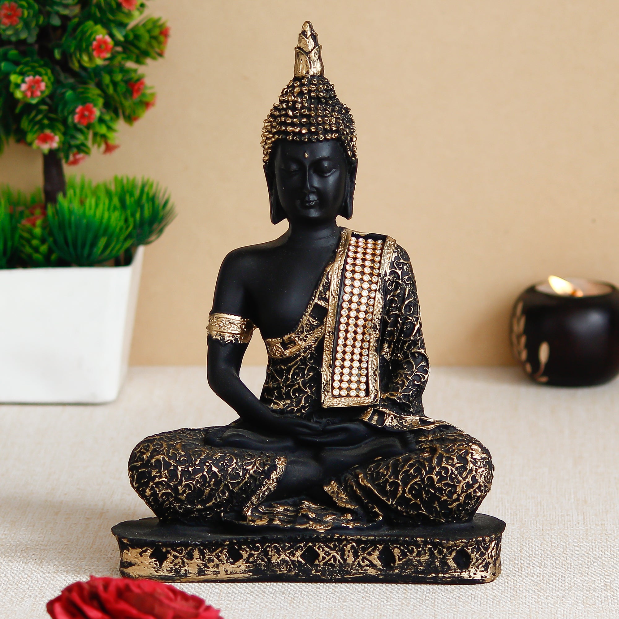 Blue Meditating Buddha Decorative Showpiece - 24 cm 8