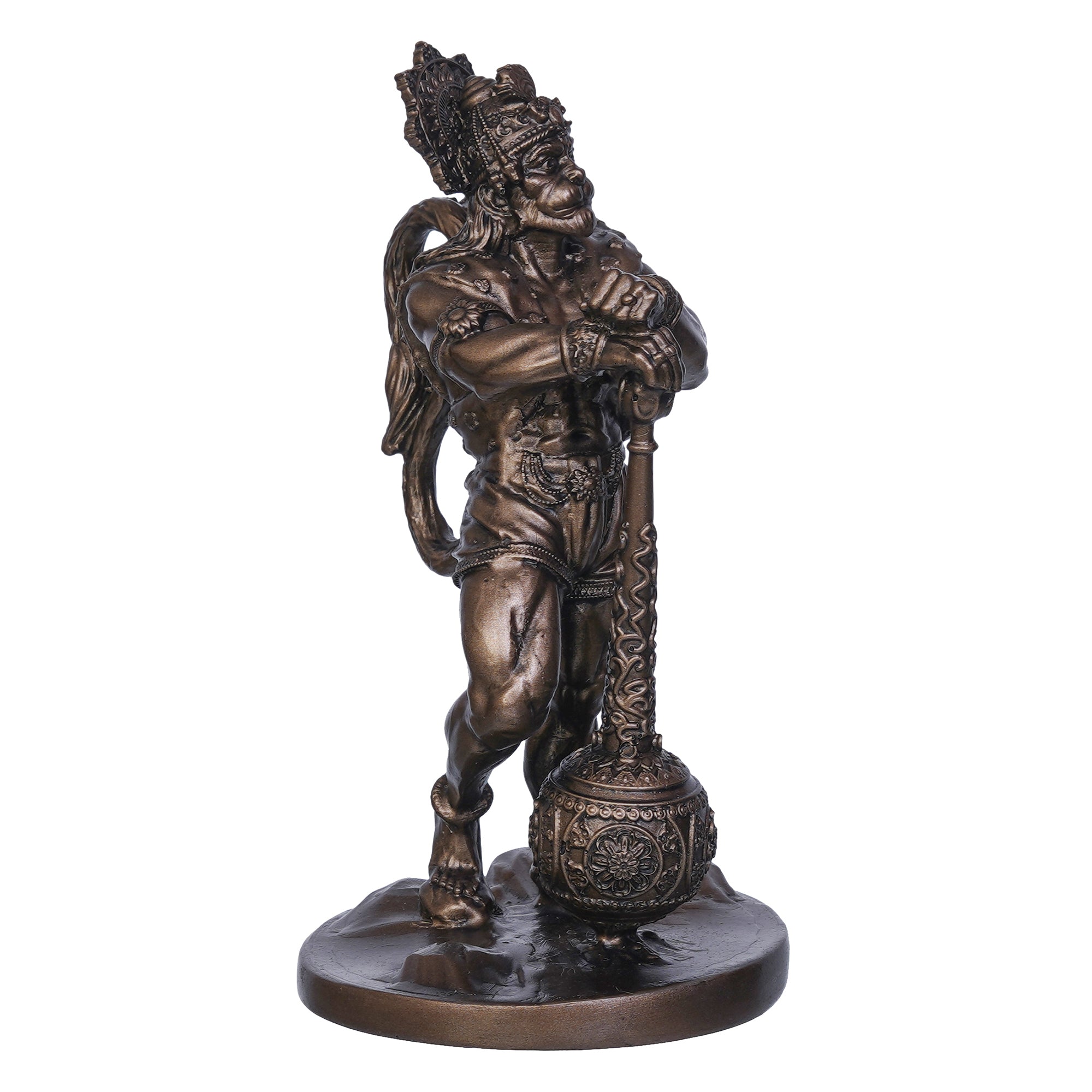 Golden Polyresin Handcrafted Standing Lord Hanuman Statue with Gada/Mace 6