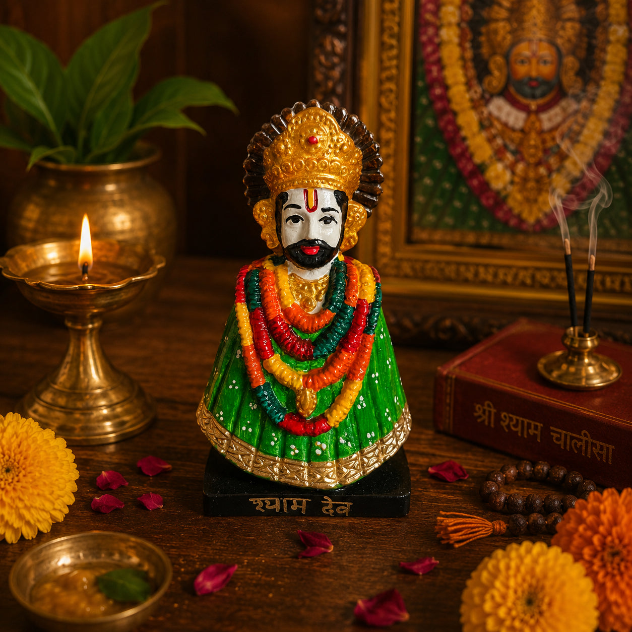 green-khatu-shyam-ji-idol-decorative-spiritual-showpiece-for-home