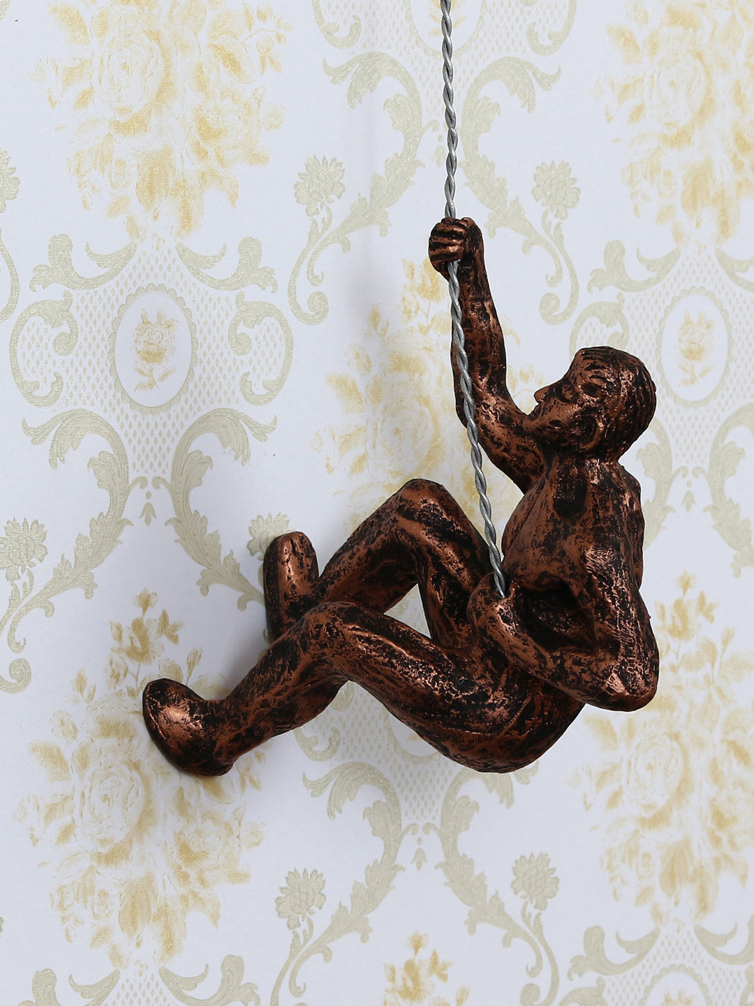 Brown Polyresin Climbing Man Wall Hanging Statue