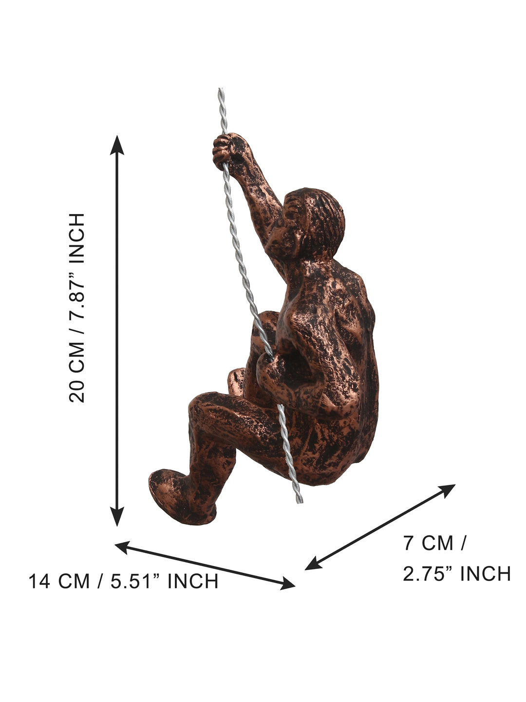 Brown Polyresin Climbing Man Wall Hanging Statue 2