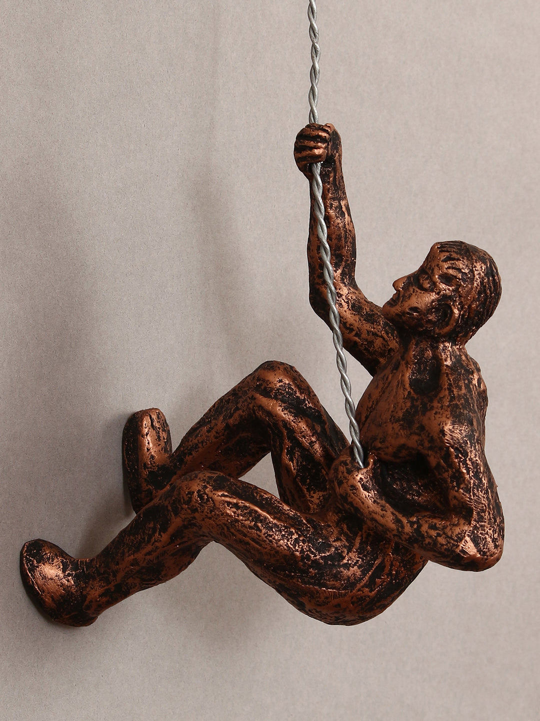 Brown Polyresin Climbing Man Wall Hanging Statue 6