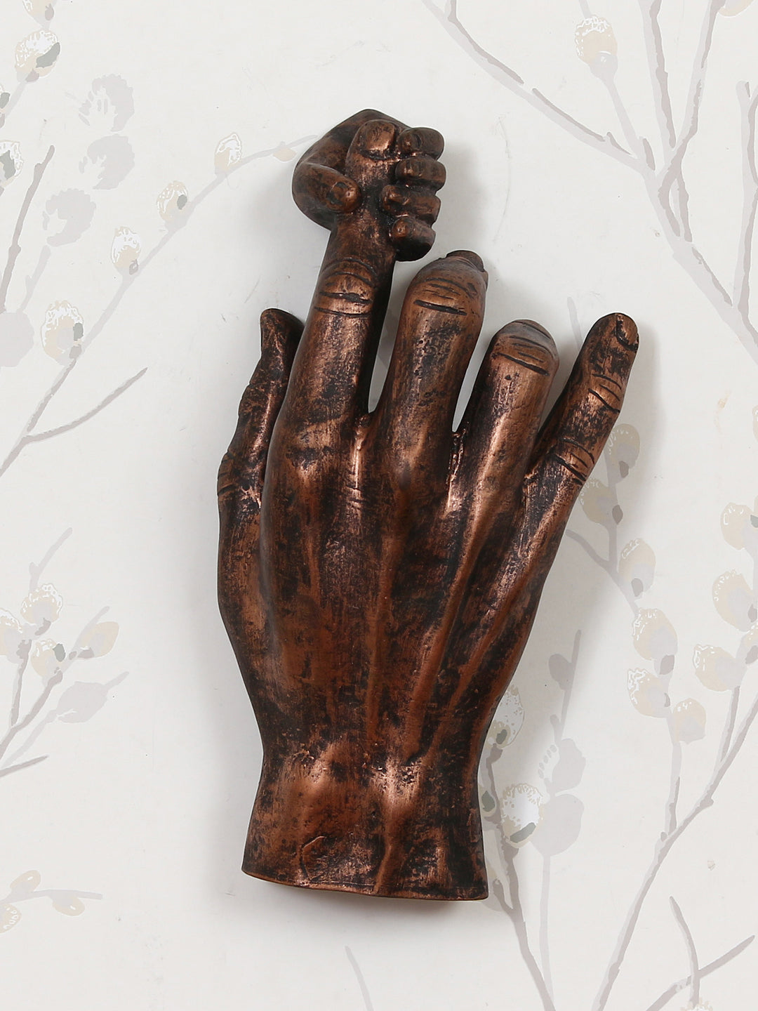 Brown Polyresin Baby Hand Holding Father's Finger Decorative Wall Hanging Figurine 1