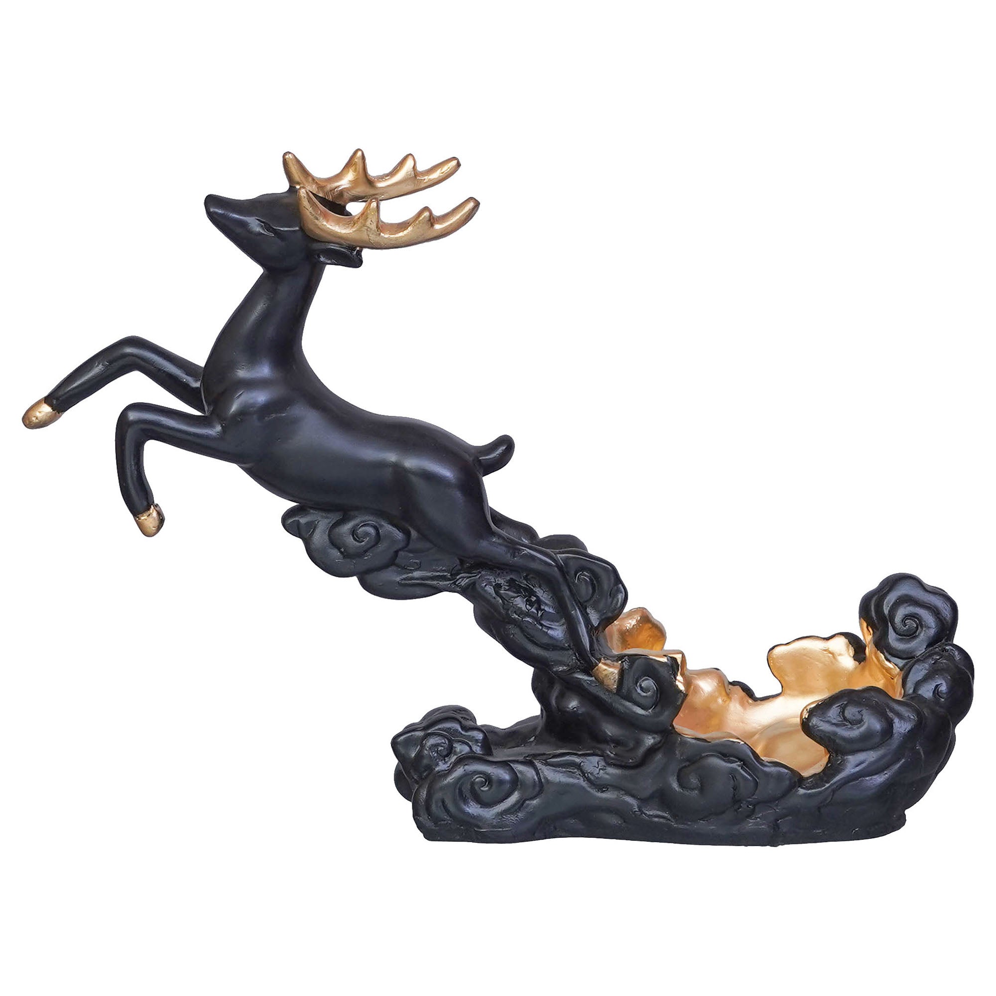 Black Polyresin Stotting Deer Statue Wine Holder, Majestic Animal Figurine Decorative Showpiece 6