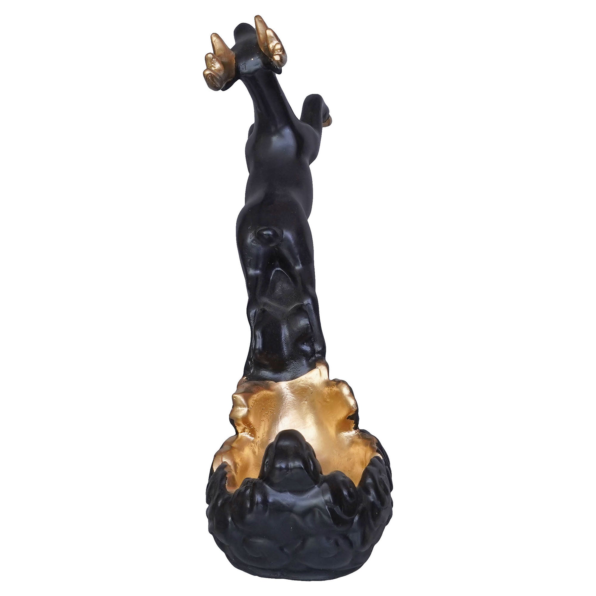 Black Polyresin Stotting Deer Statue Wine Holder, Majestic Animal Figurine Decorative Showpiece 8