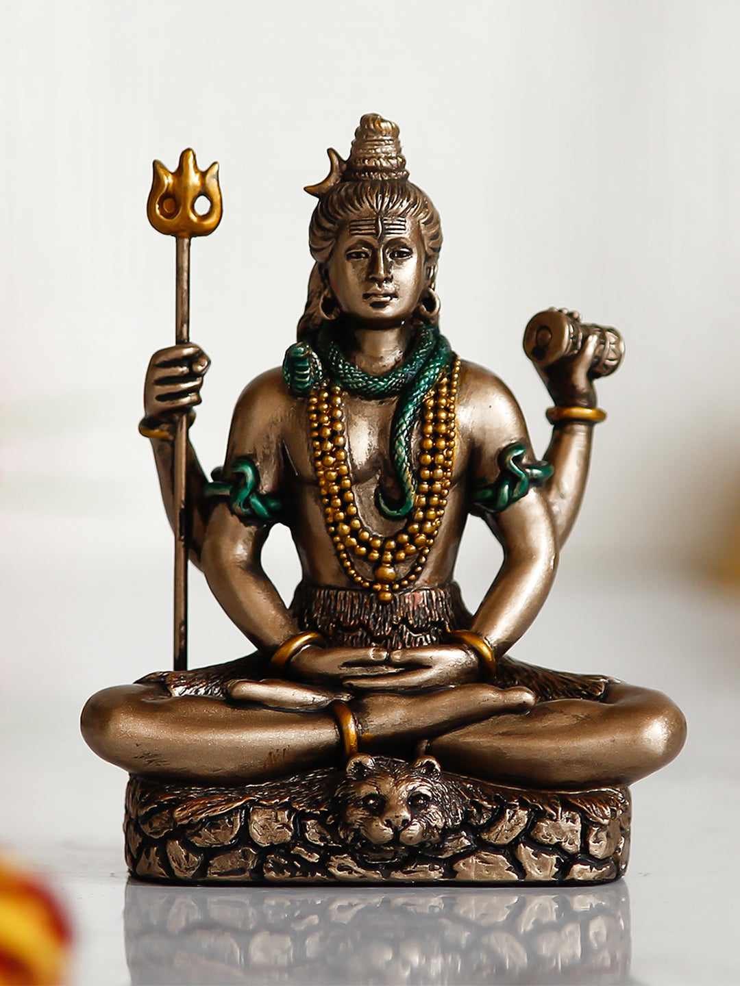 Brown Polyresin and Bronze Meditating Lord Shiva Statue 1