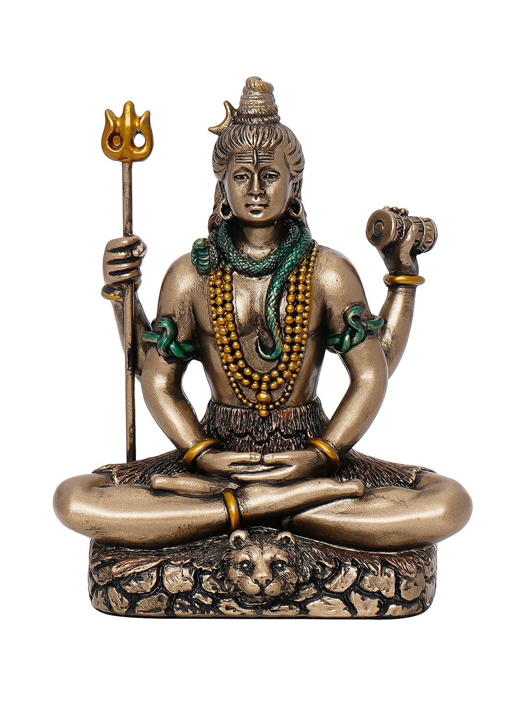 Brown Polyresin and Bronze Meditating Lord Shiva Statue 5