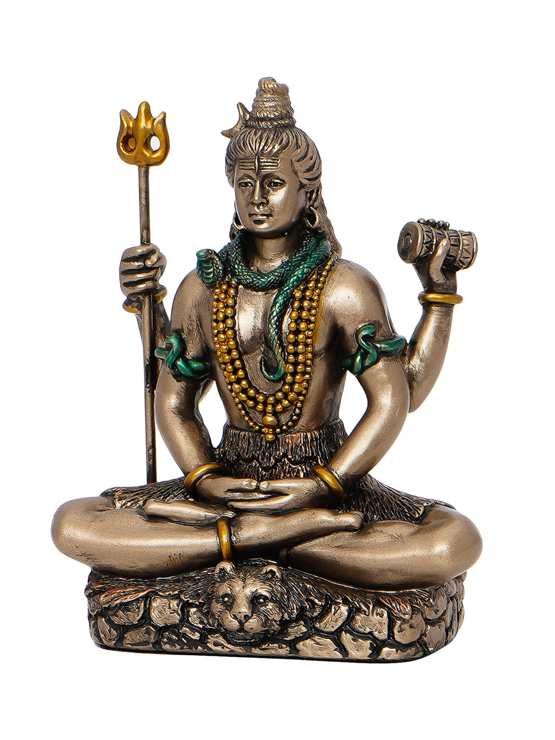 Brown Polyresin and Bronze Meditating Lord Shiva Statue 3