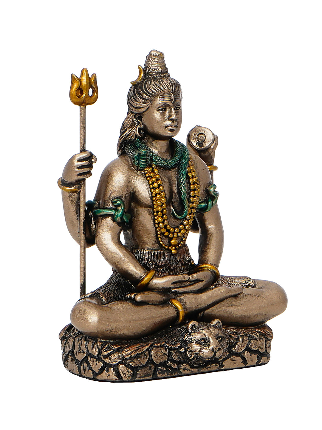 Brown Polyresin and Bronze Meditating Lord Shiva Statue 4