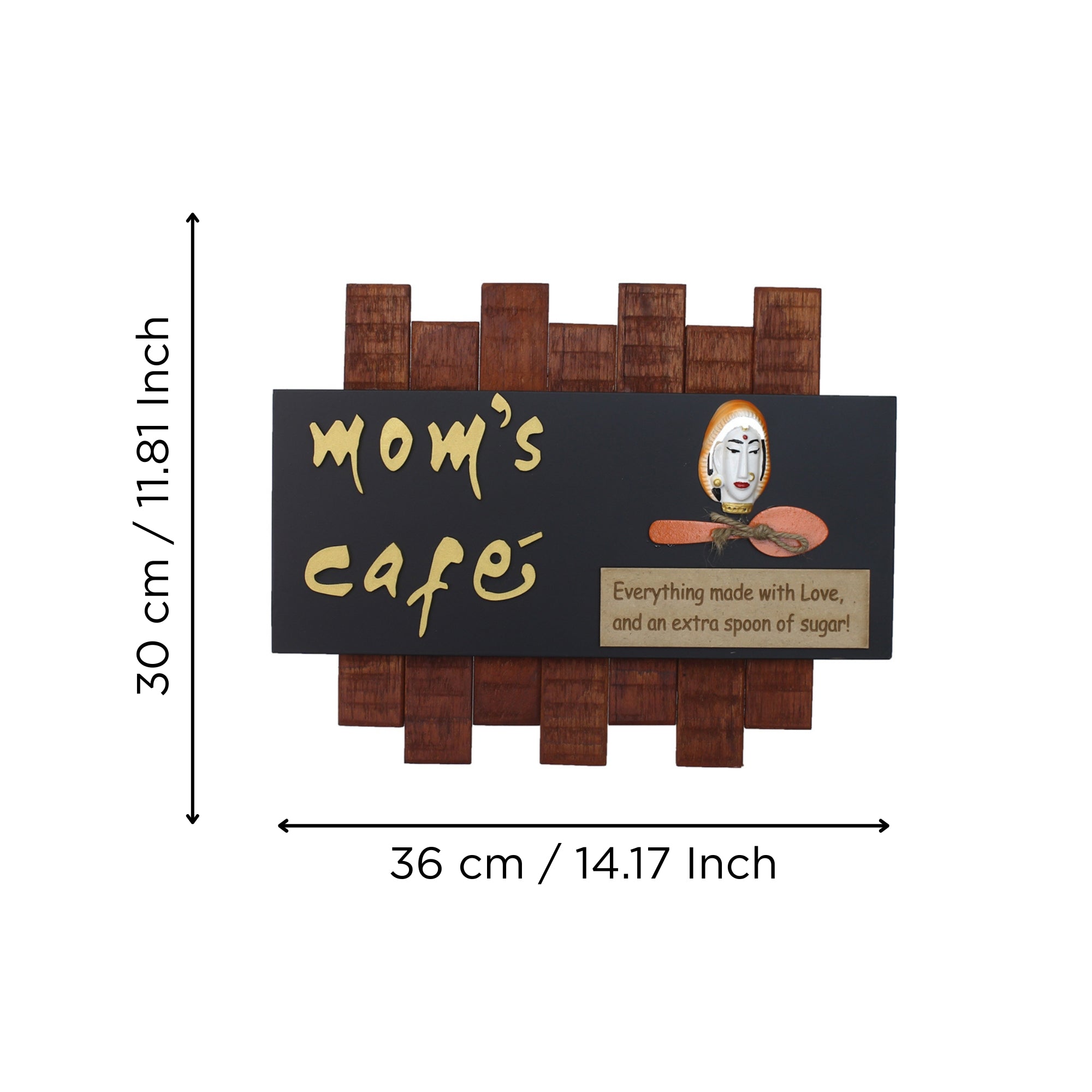 Wooden Mom's Cafe Wall Hanging Decorative Showpiece ( Brown & Black ) 3