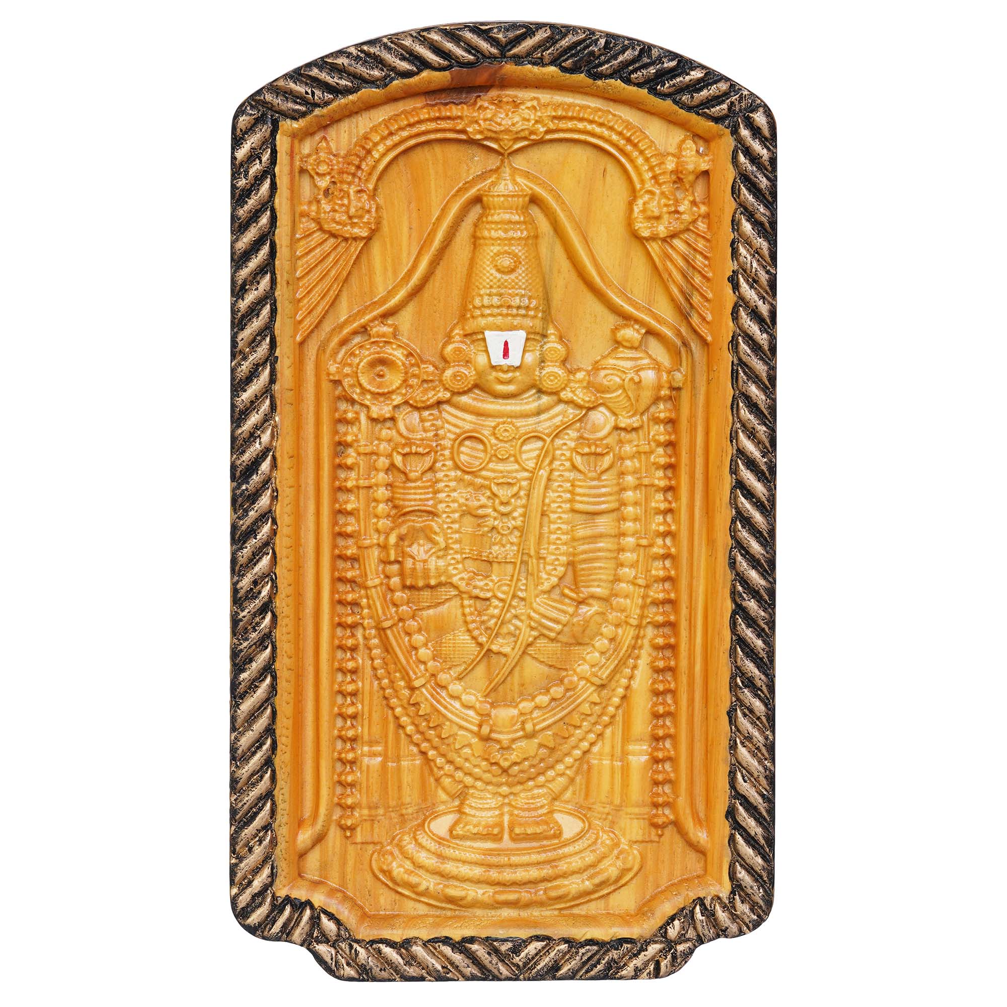 Golden Wooden Handcrafted God Tirupati Balaji Religious Wall Hanging 2