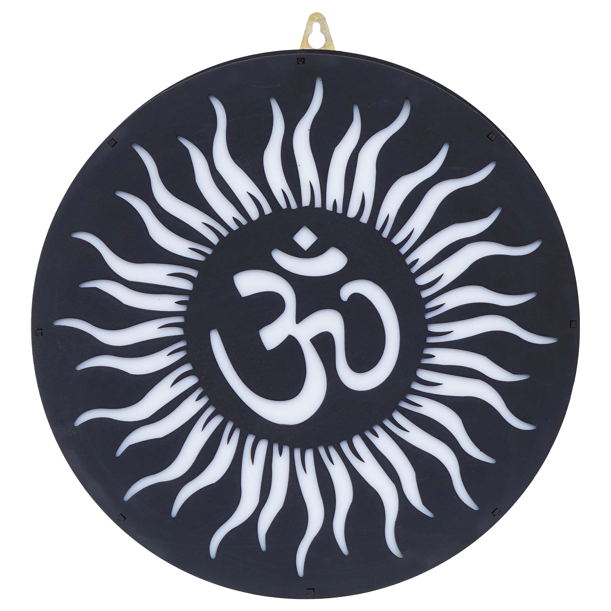 Sun and Om Symbol Wooden Cutout LED Light Lamp Decorative Wall Hanging 2
