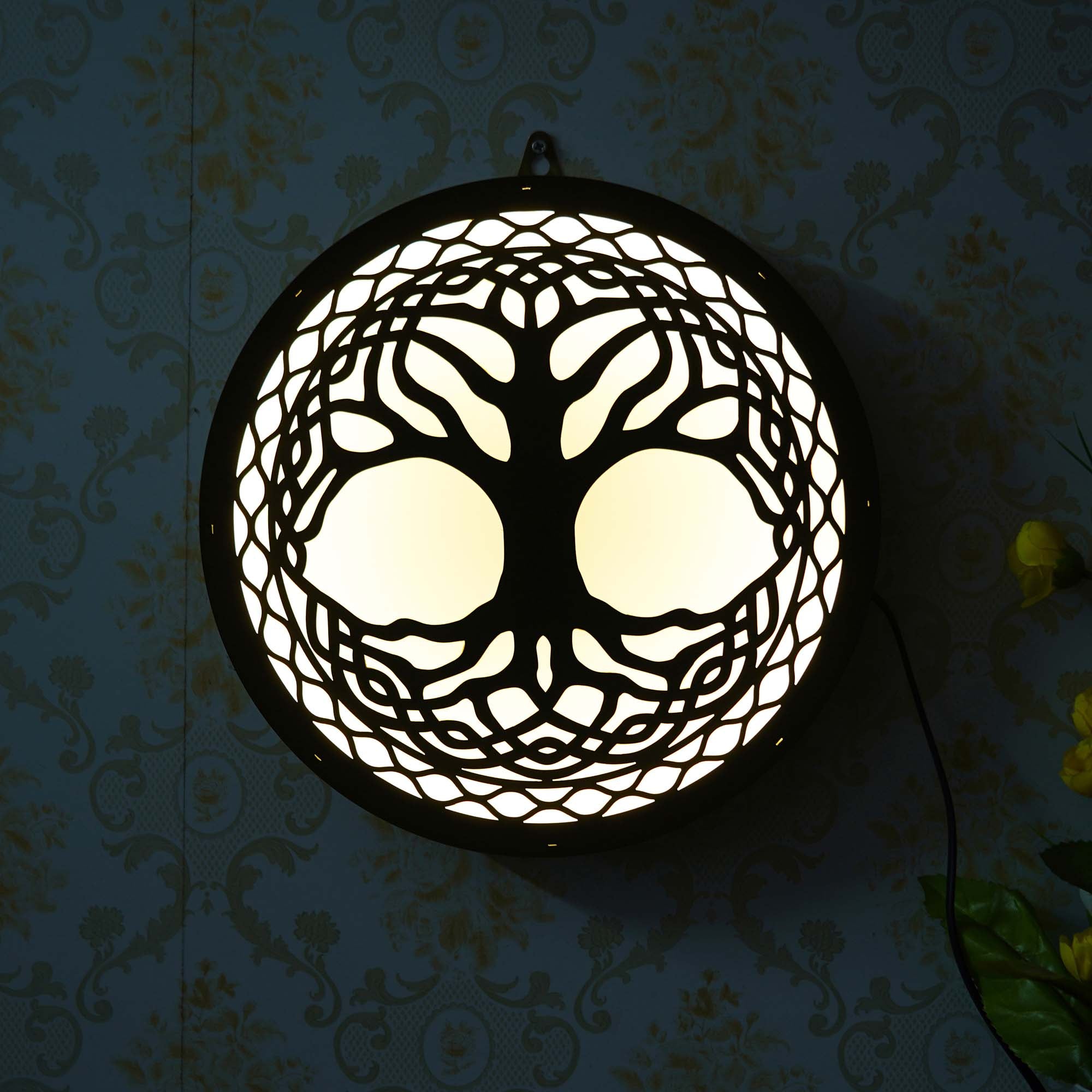 Tree Wooden Cutout LED Light Lamp Decorative Wall Hanging 4