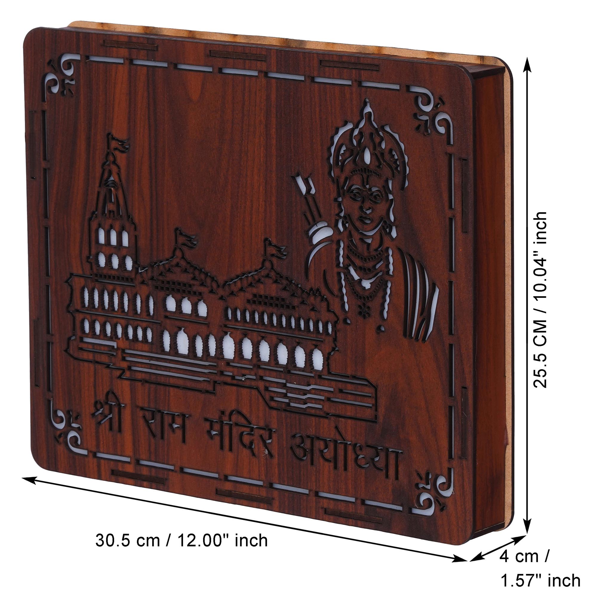 Gold, Brown Shri Ram Mandir Ayodhya, Jai Shree Ram Wooden Wall Hanging Frame for Home Living Room, Bedroom, Office Decor & Gift for Housewarming, Diwali, Rama Navami 3