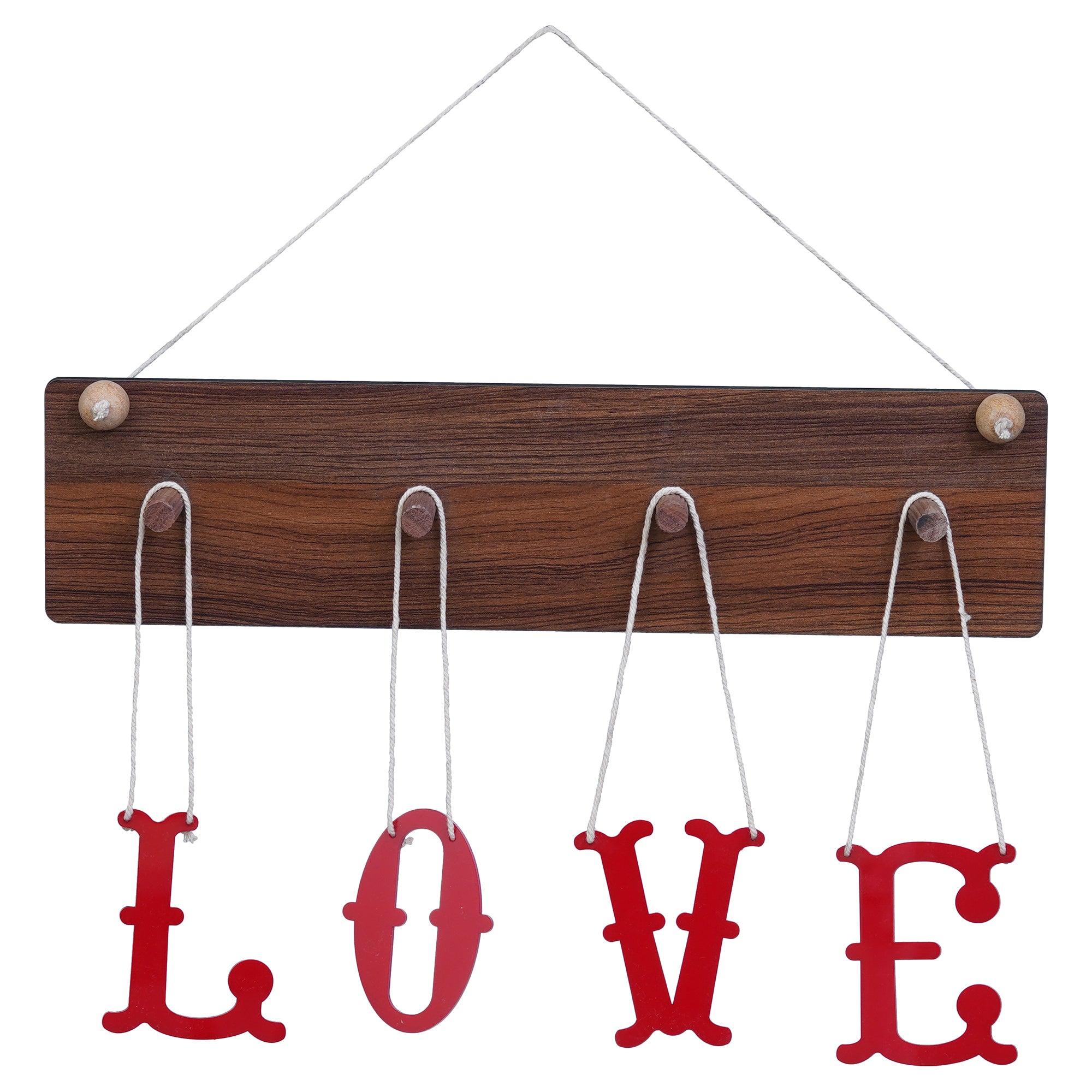 Brown & Red "LOVE" Sign Wooden Wall Hanging Showpiece 2