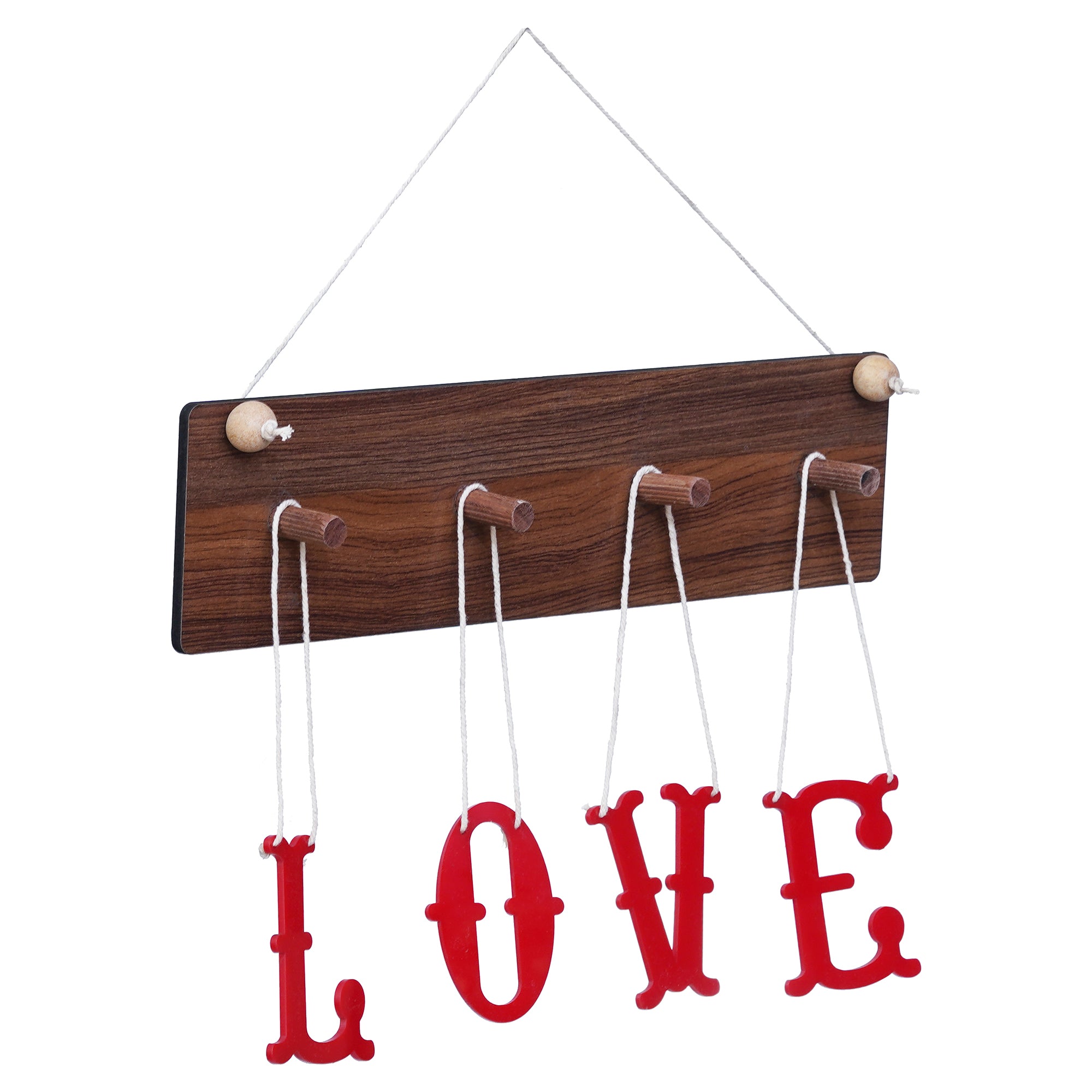 Brown & Red "LOVE" Sign Wooden Wall Hanging Showpiece 6