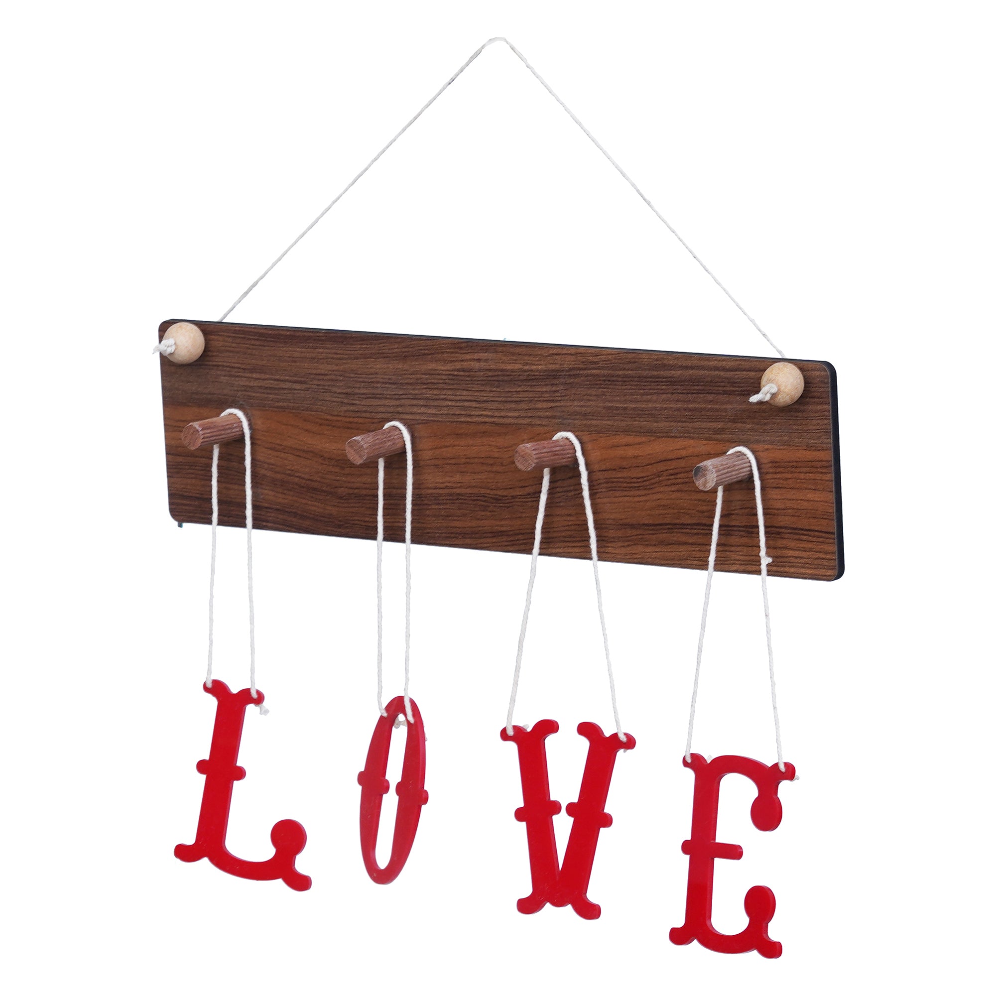 Brown & Red "LOVE" Sign Wooden Wall Hanging Showpiece 7