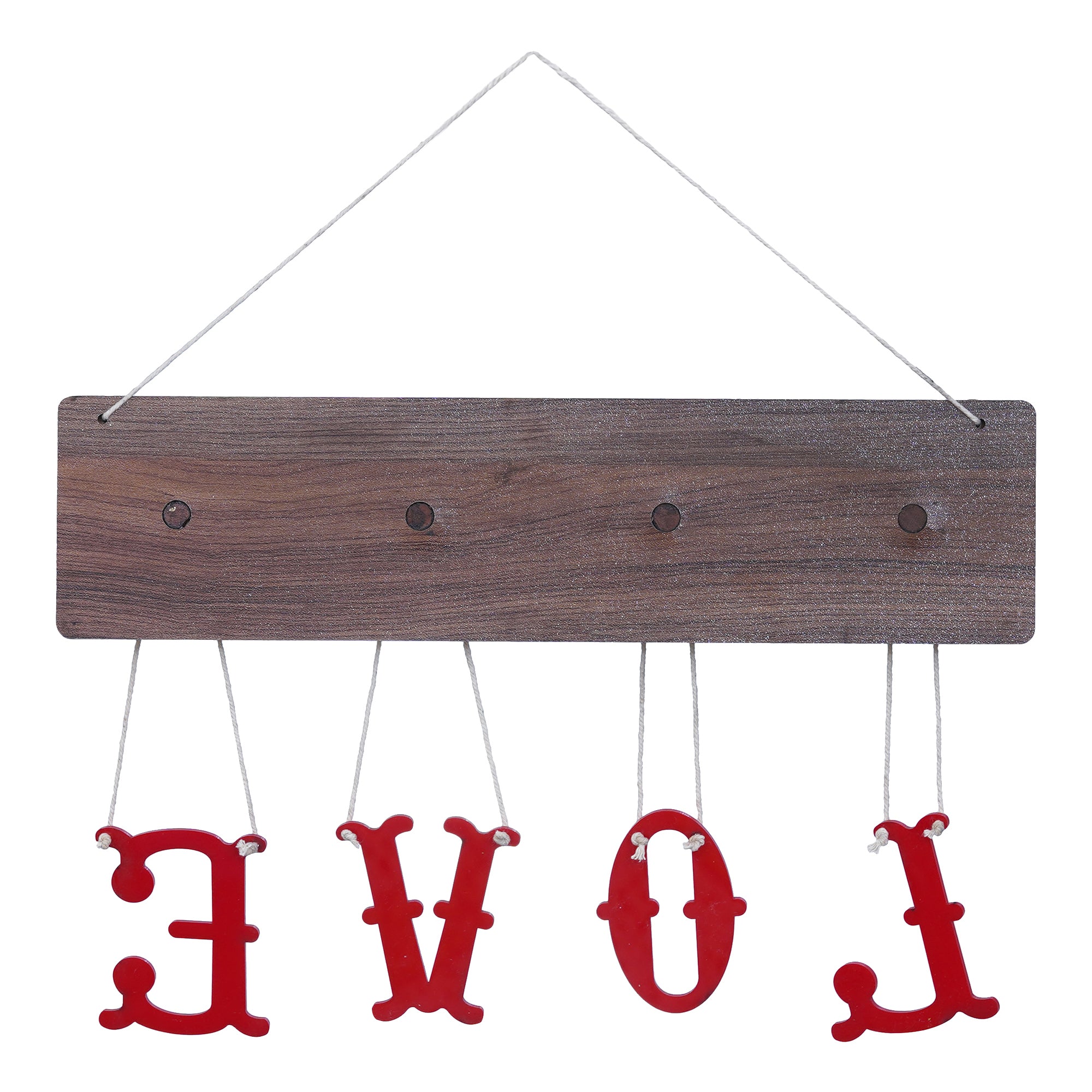 Brown & Red "LOVE" Sign Wooden Wall Hanging Showpiece 8