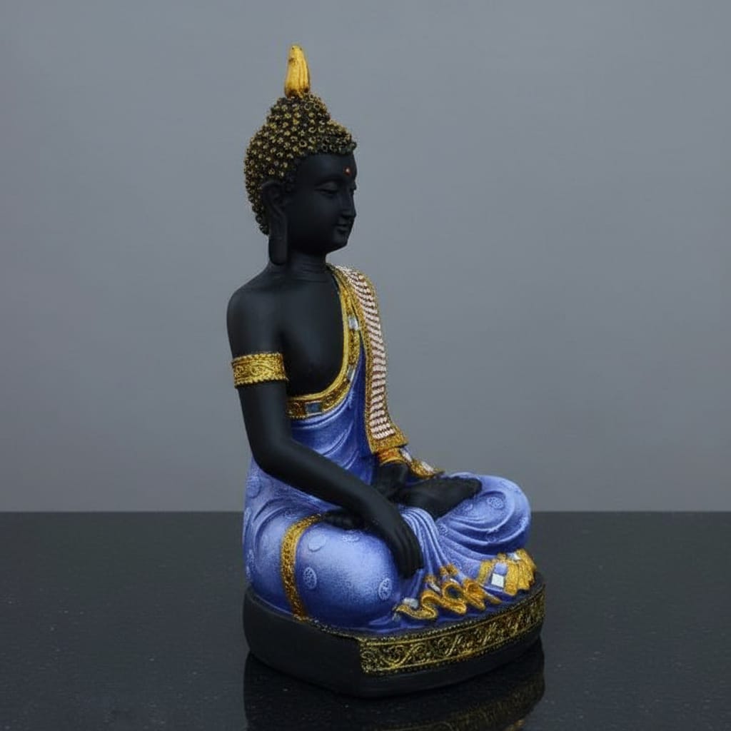 Polyresin Meditating Lord Buddha - Purple 2