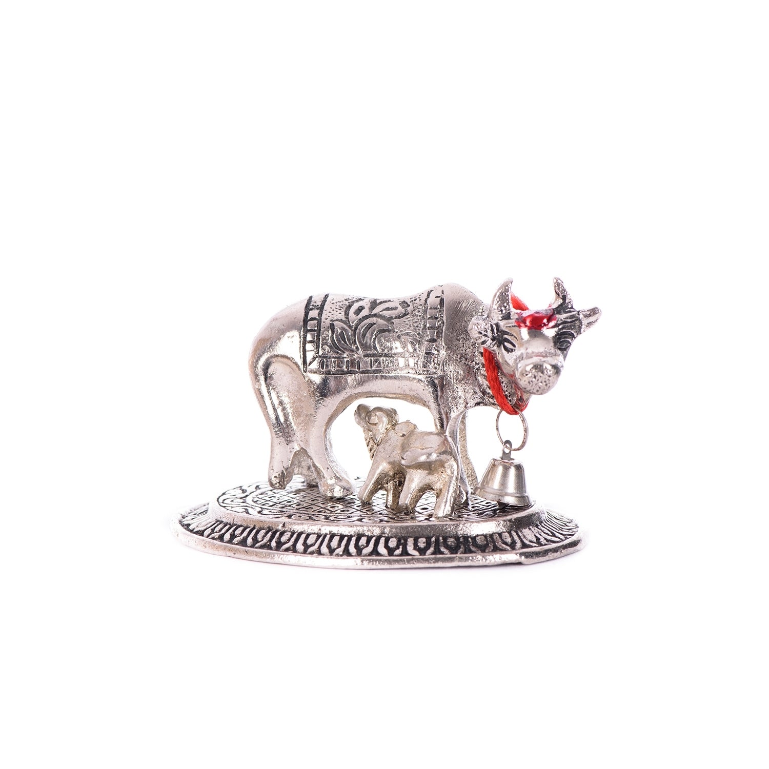 Silver Metal Handcrafted Cow and Calf Figurine 1