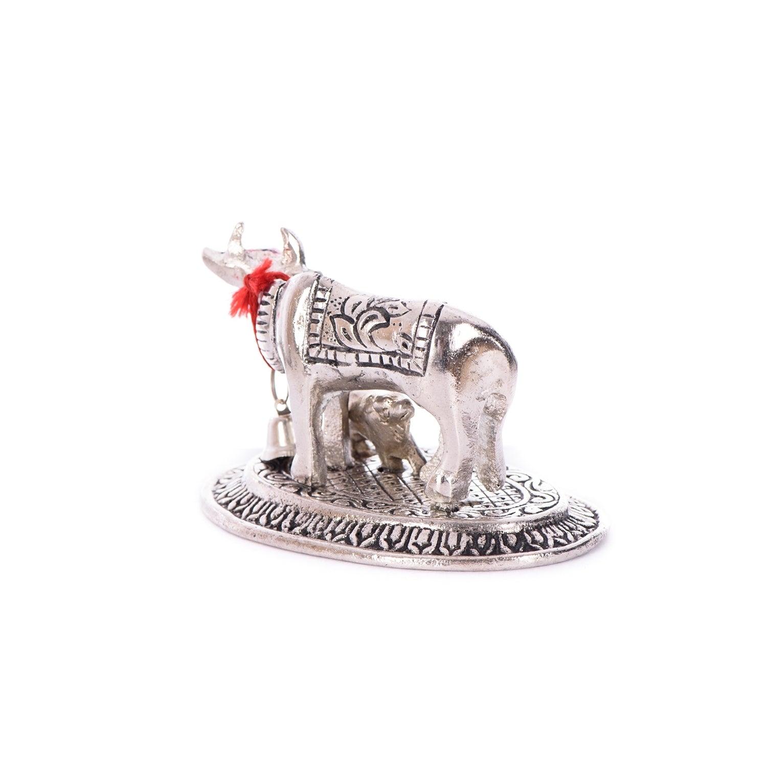 Silver Metal Handcrafted Cow and Calf Figurine 5