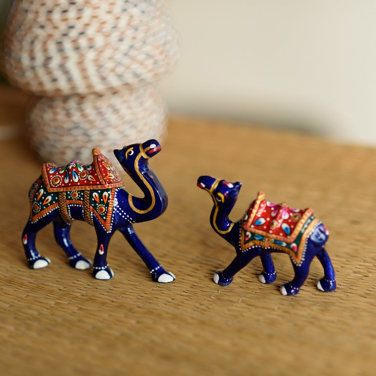 Set of 2 Meenakari Colorful Camels Figurine