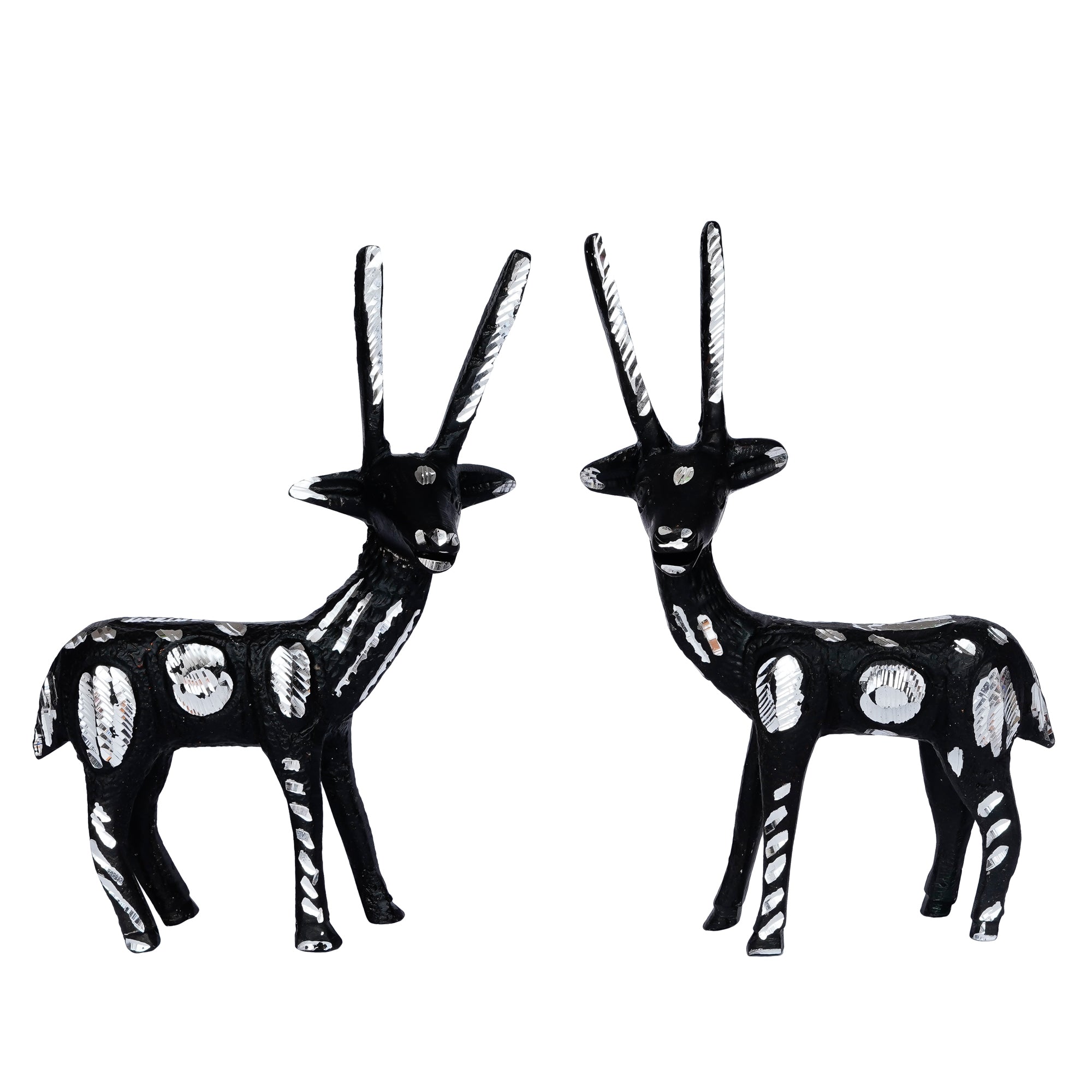 Set of 2 Black and Silver Metal Handcrafted Deer Figurine 2