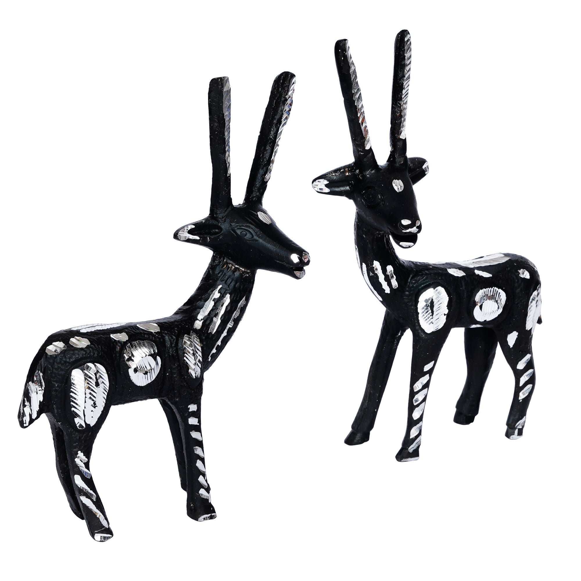 Set of 2 Black and Silver Metal Handcrafted Deer Figurine 4