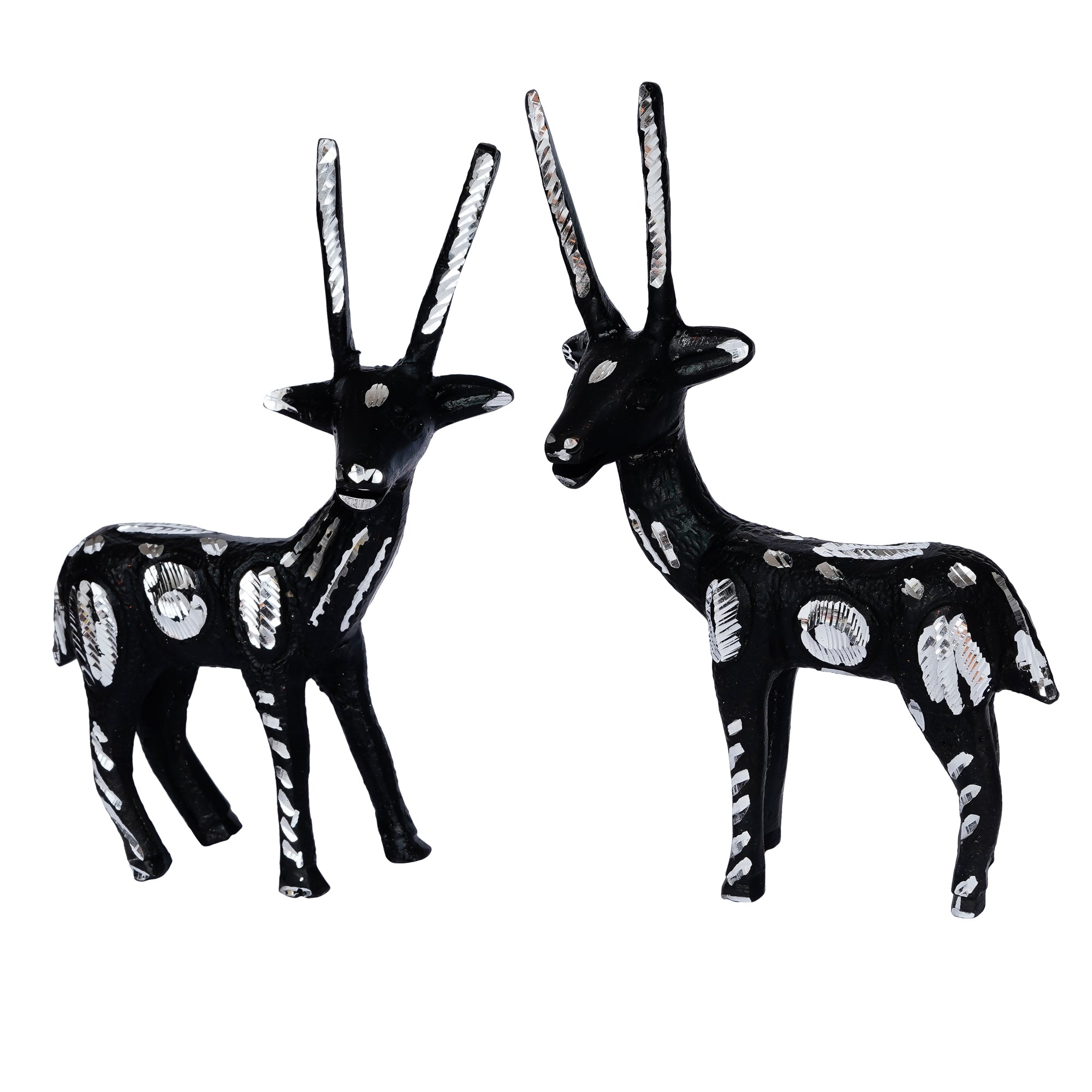 Set of 2 Black and Silver Metal Handcrafted Deer Figurine 5