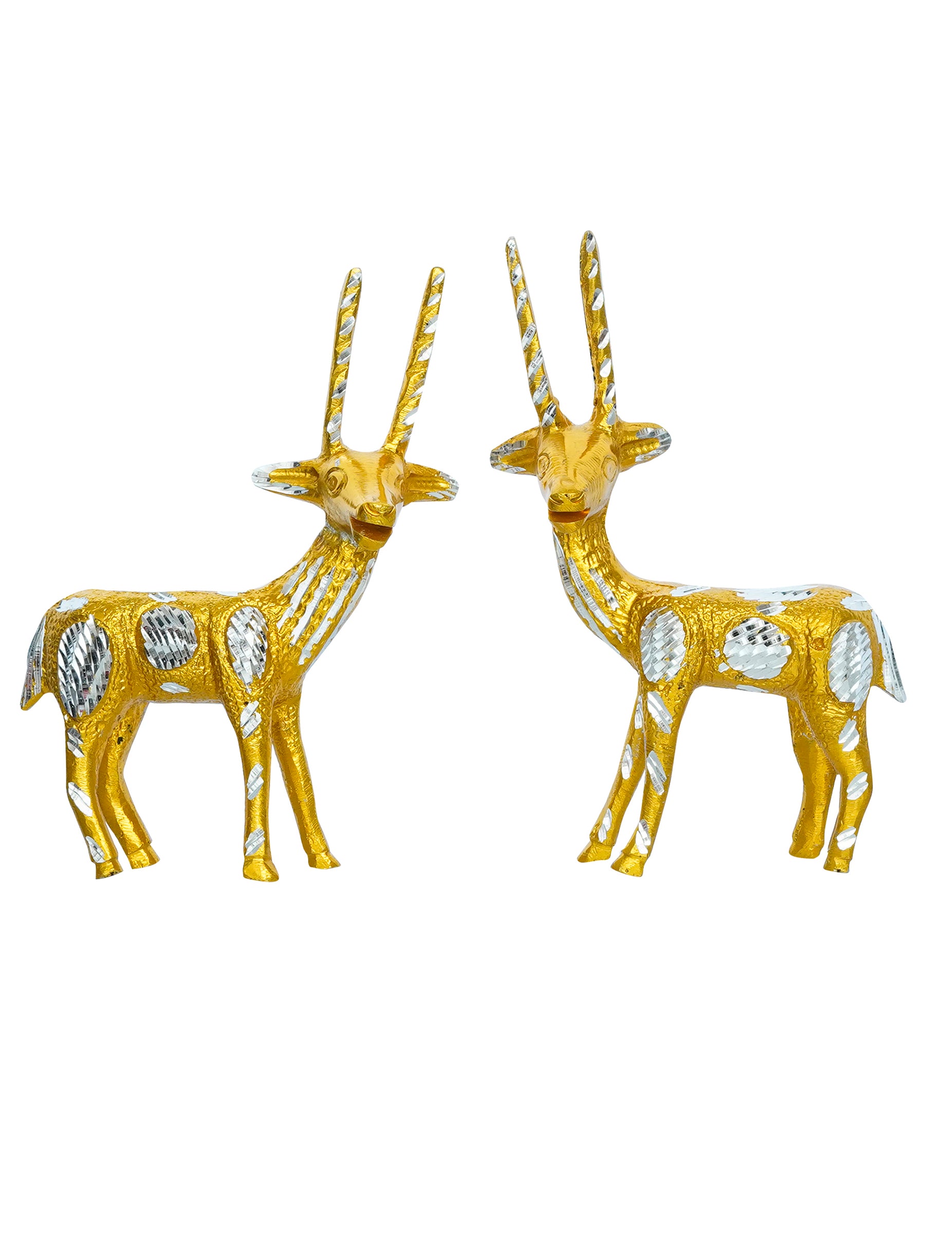 Set of 2 Engraved Golden Deer Handcrafted Decorative Metal Figurine 2