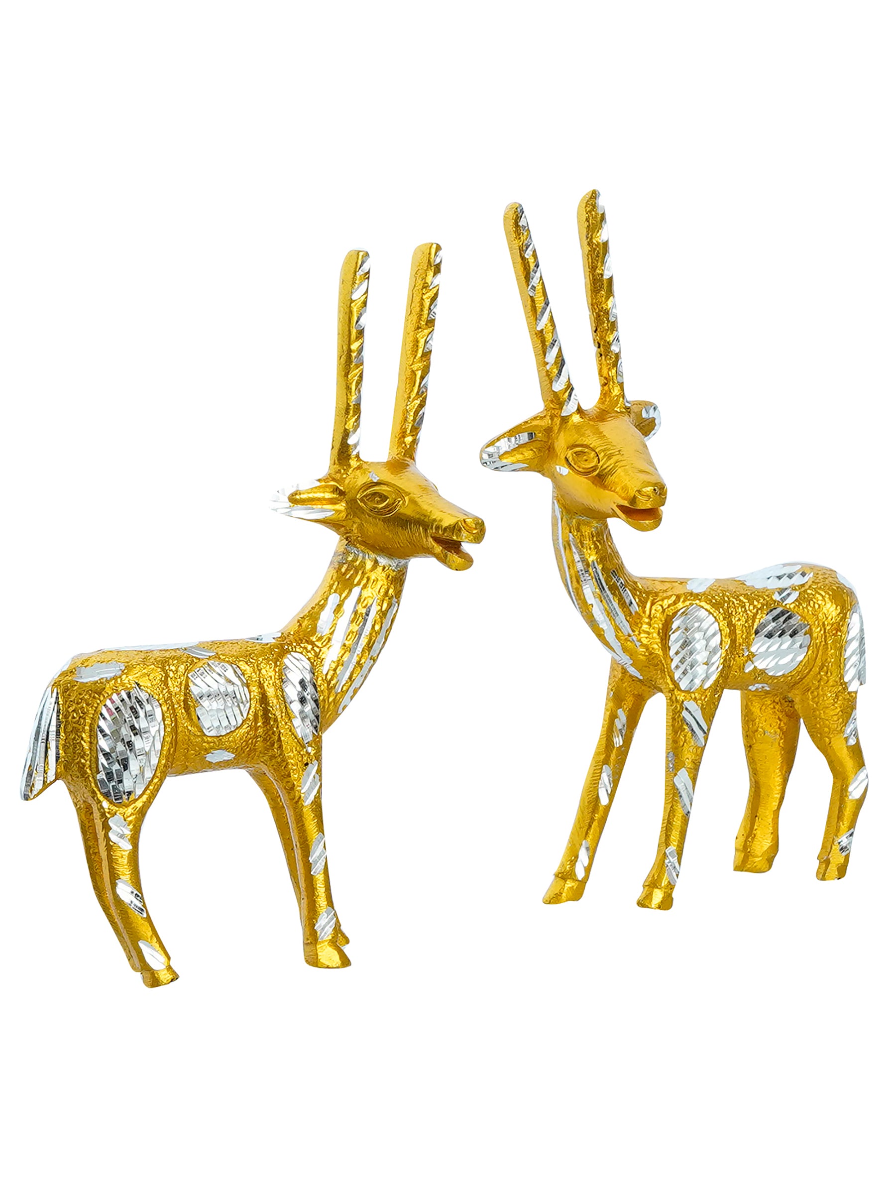 Set of 2 Engraved Golden Deer Handcrafted Decorative Metal Figurine 4