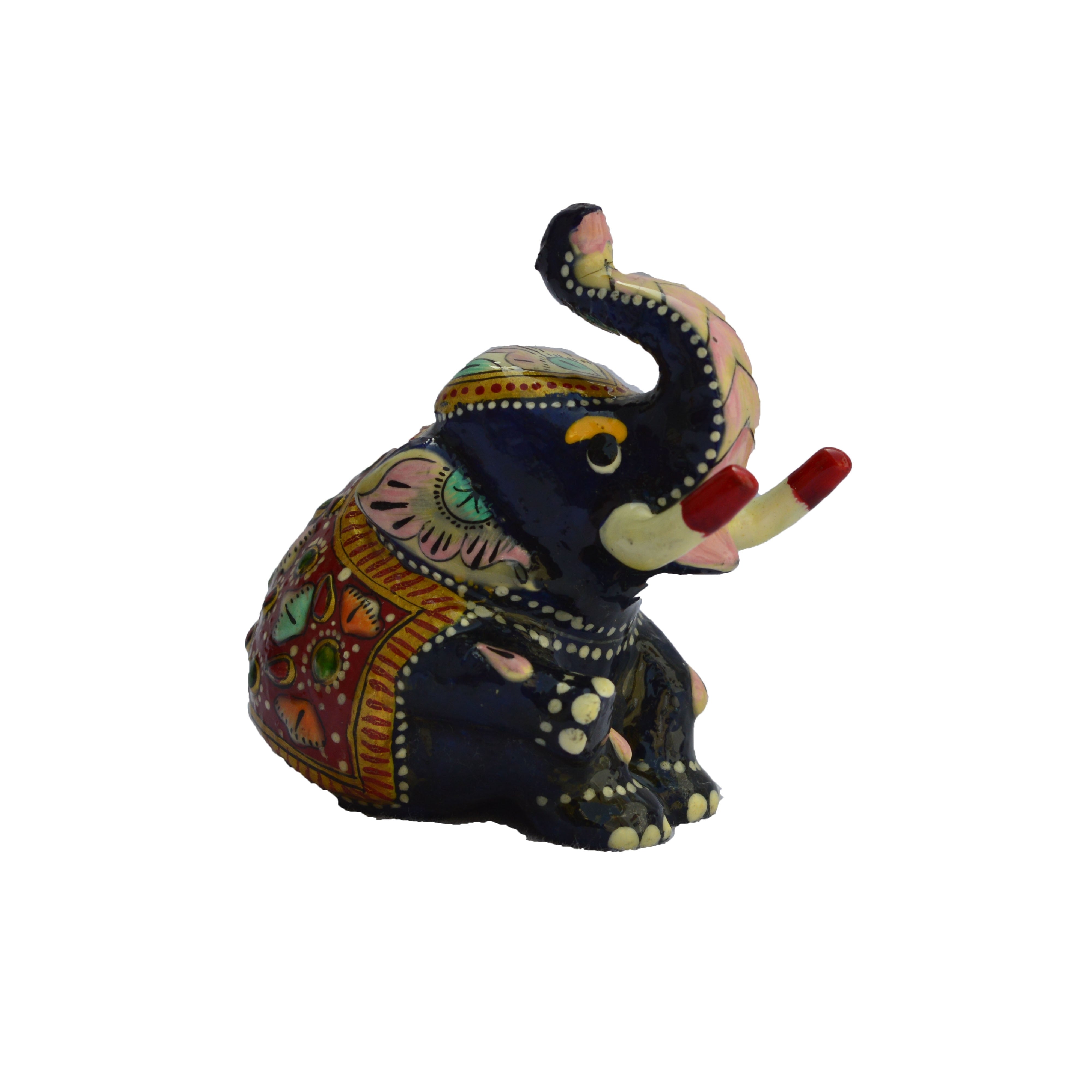 Meenakari Metal Baby Elephant Statue Animal Figurine
