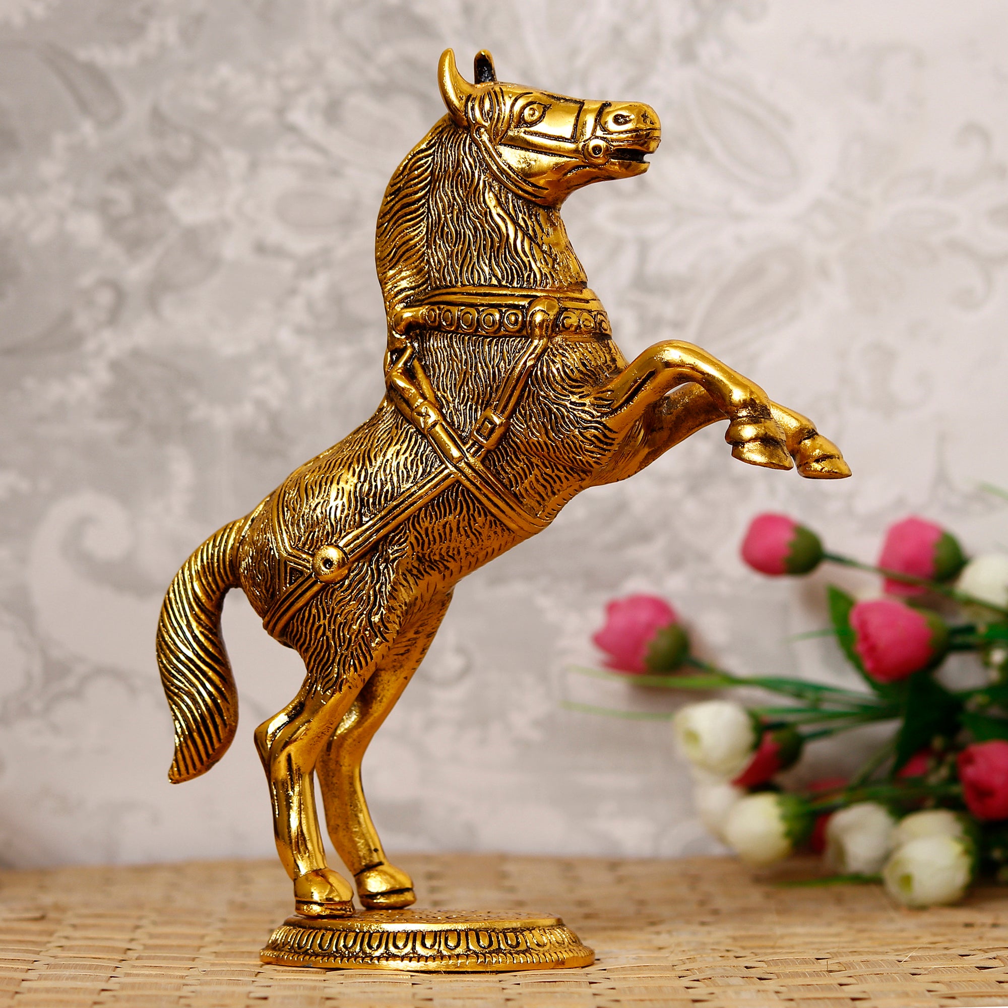 Golden Metal Jumping Horse Statue, Animal Figurine Decorative Showpiece 2