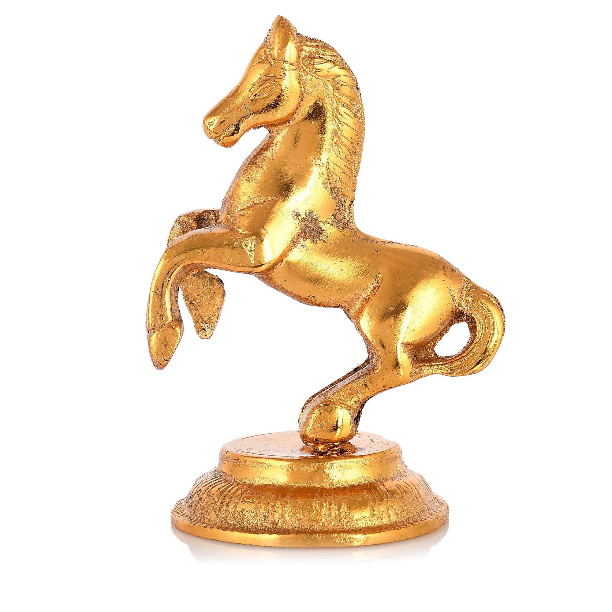 Golden Standing Horse Metal Statue