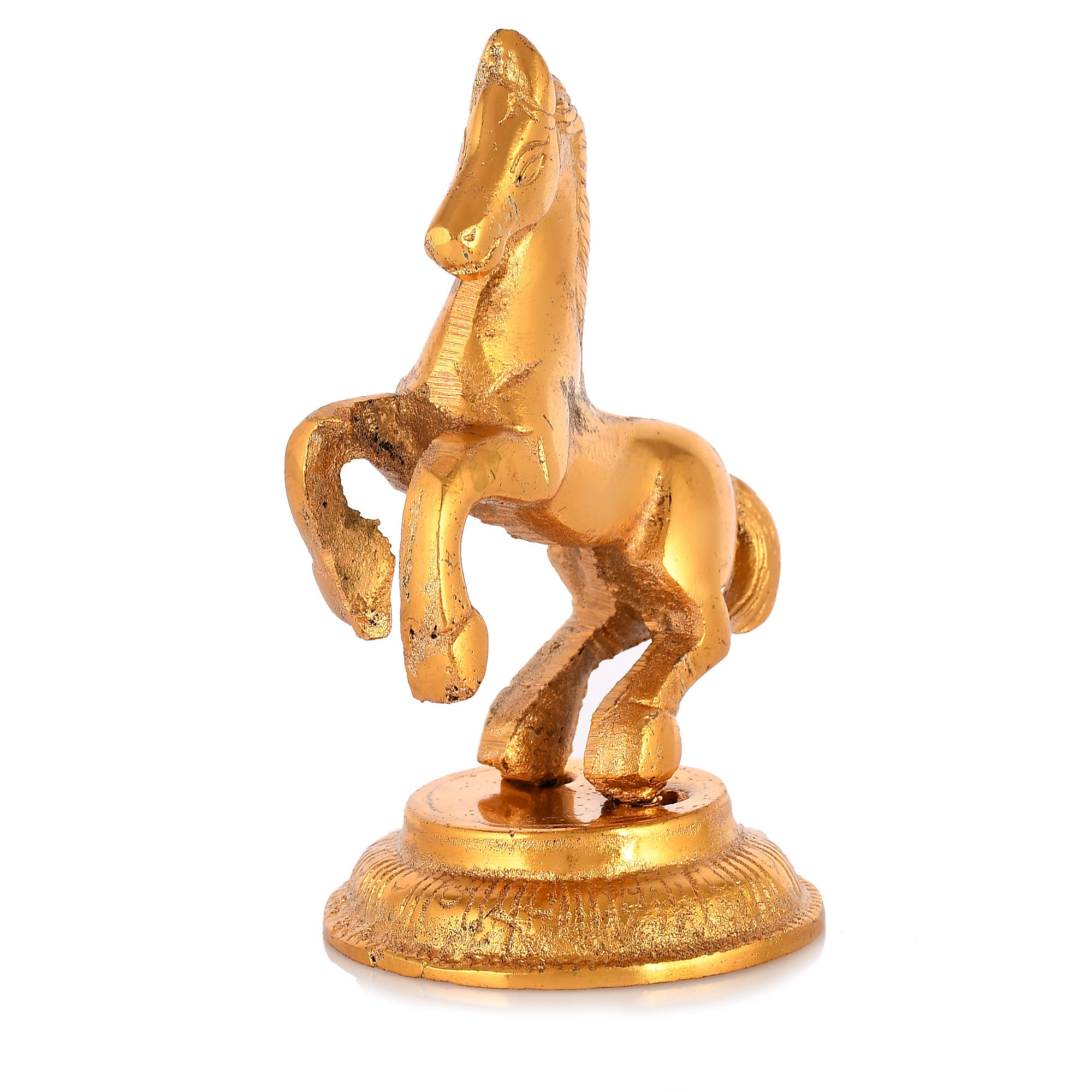 Golden Standing Horse Metal Statue 1