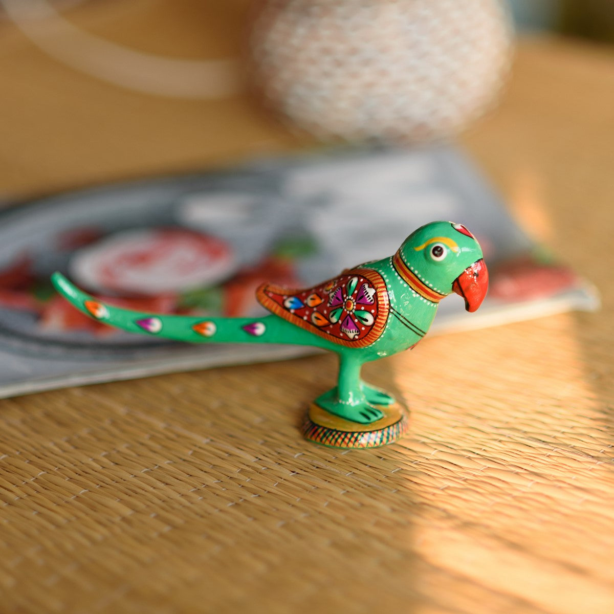 Colorful Meenakari Parrot Figurine