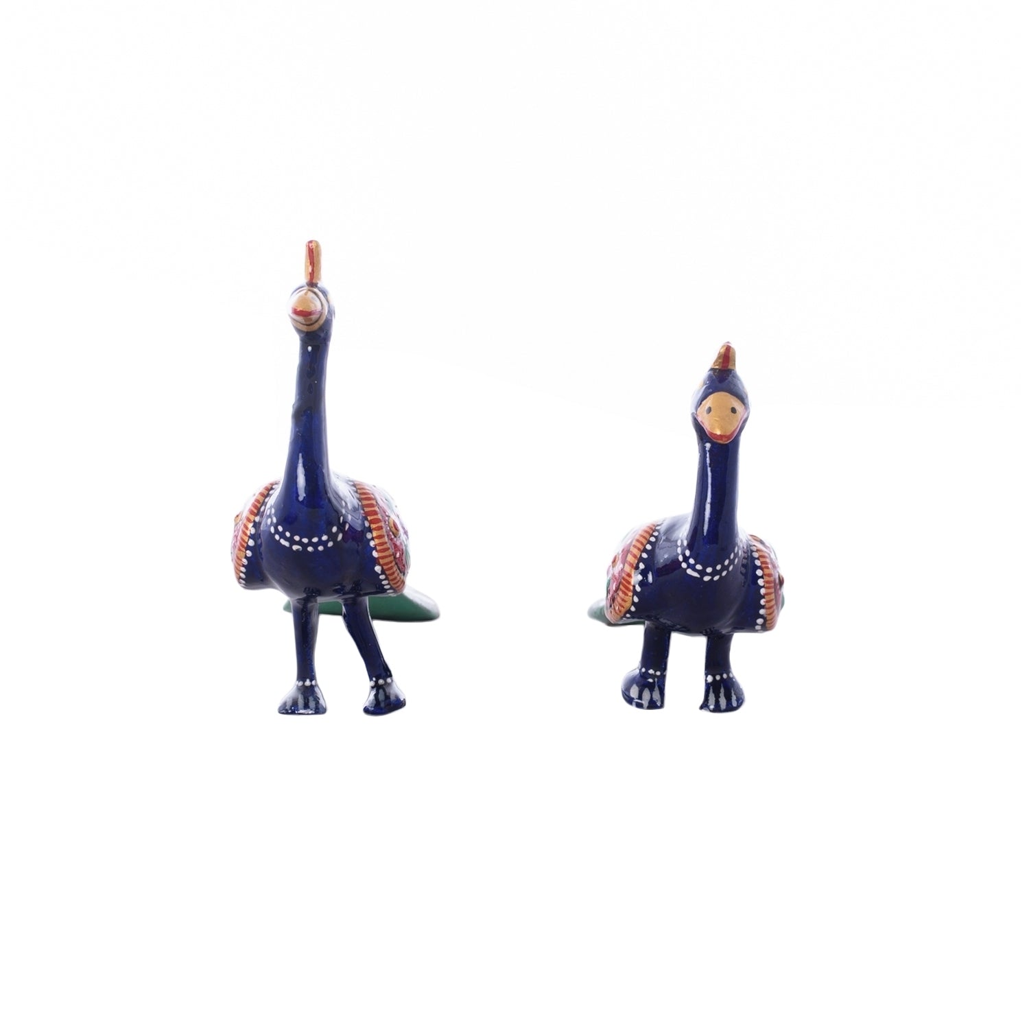 Set of 2 Coloful Meenakari Sitting Peacocks Figurine 4