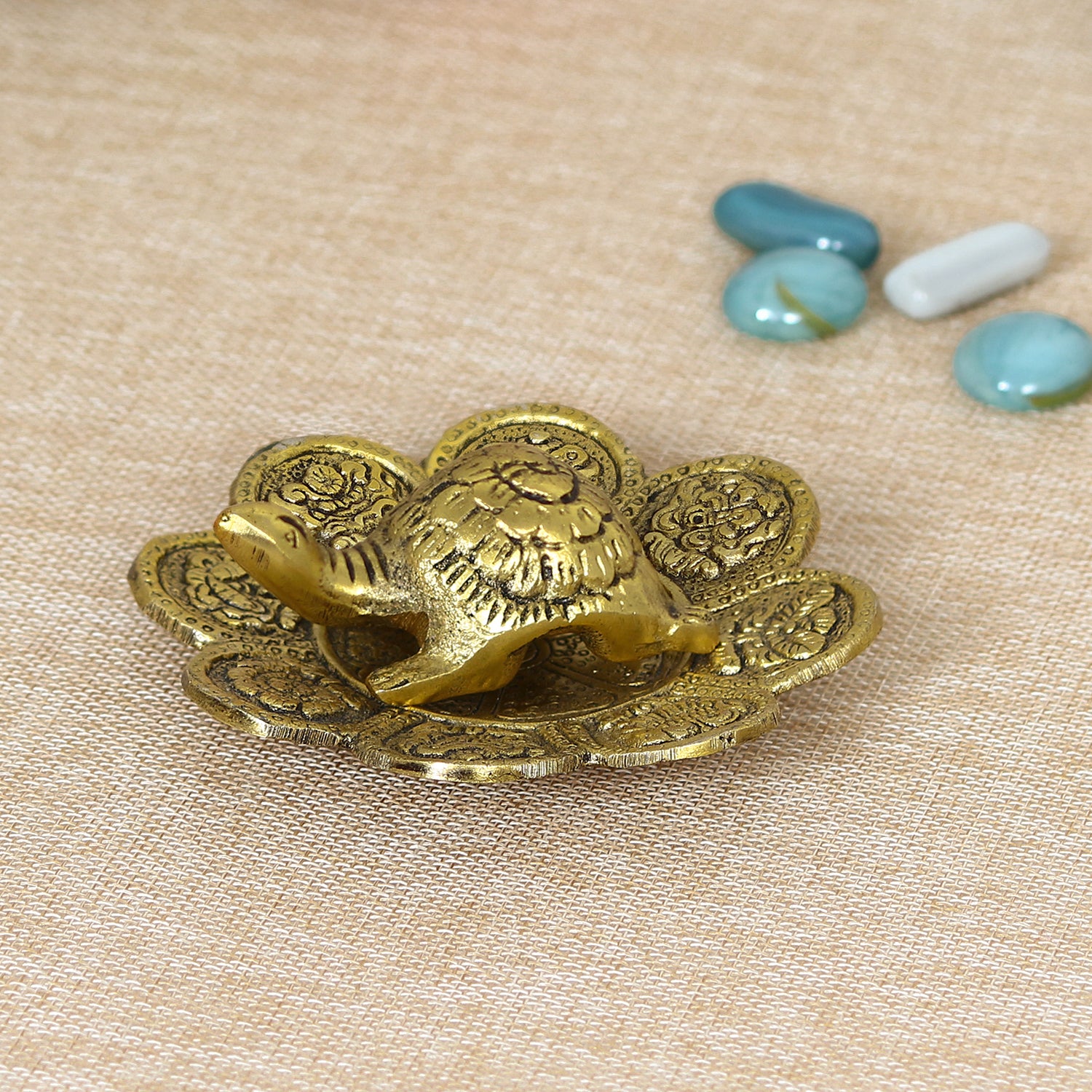 Feng Shui Tortoise with decorative plate for offices and home