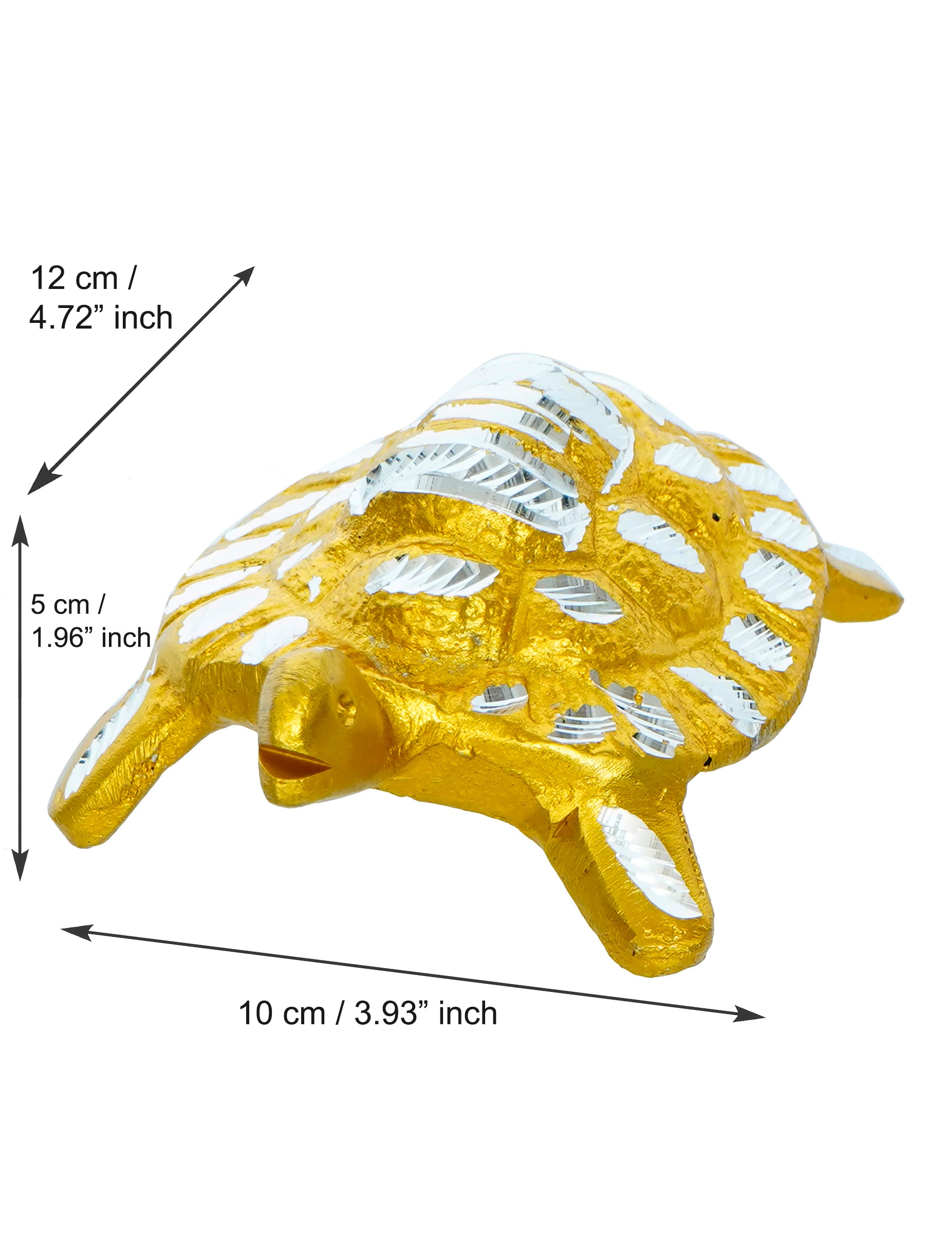 Golden Engraved Feng Shui Tortoise Figurines Decorative Metal Showpiece 3