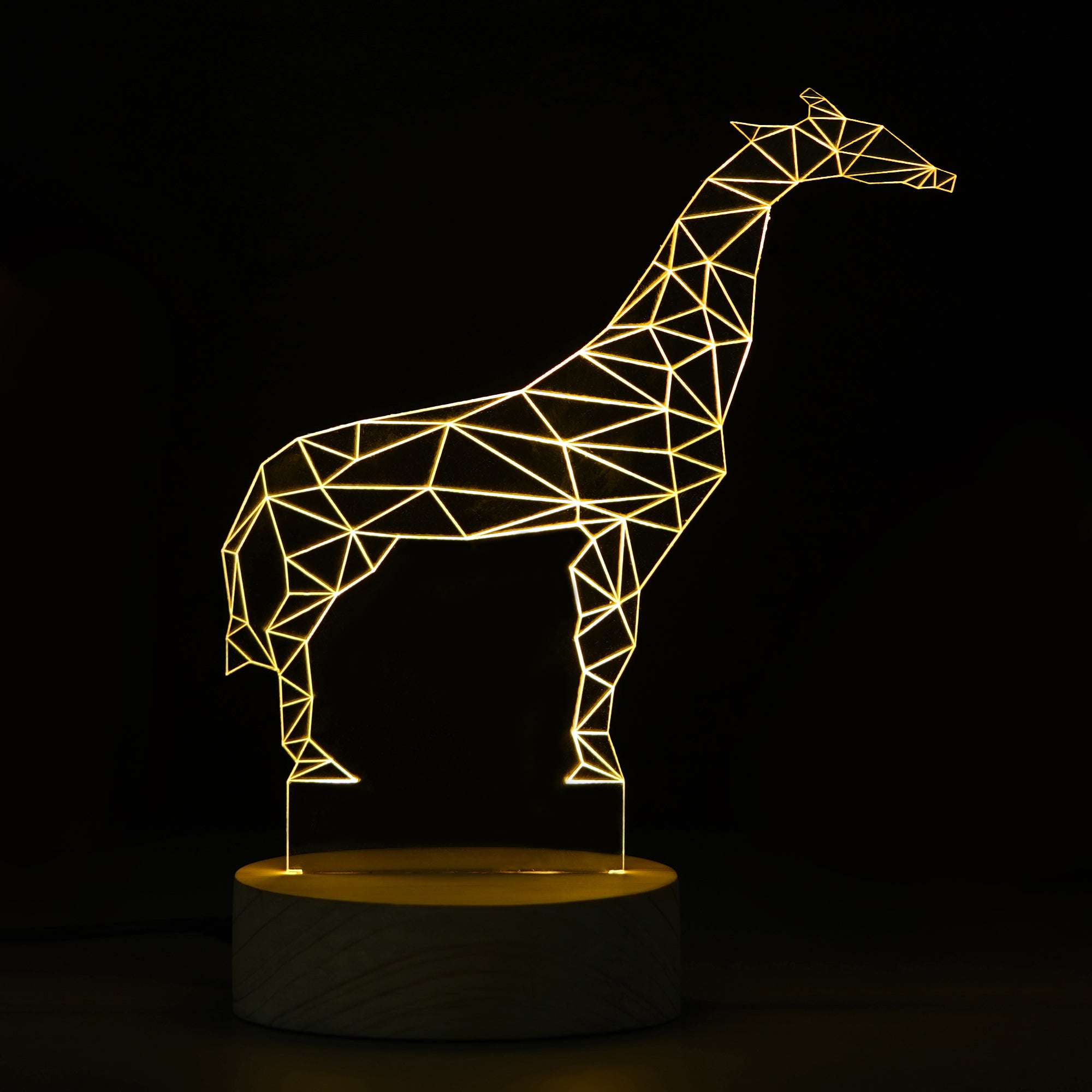 Giraffe Design Carved on Acrylic & Wood Base Night Lamp 1