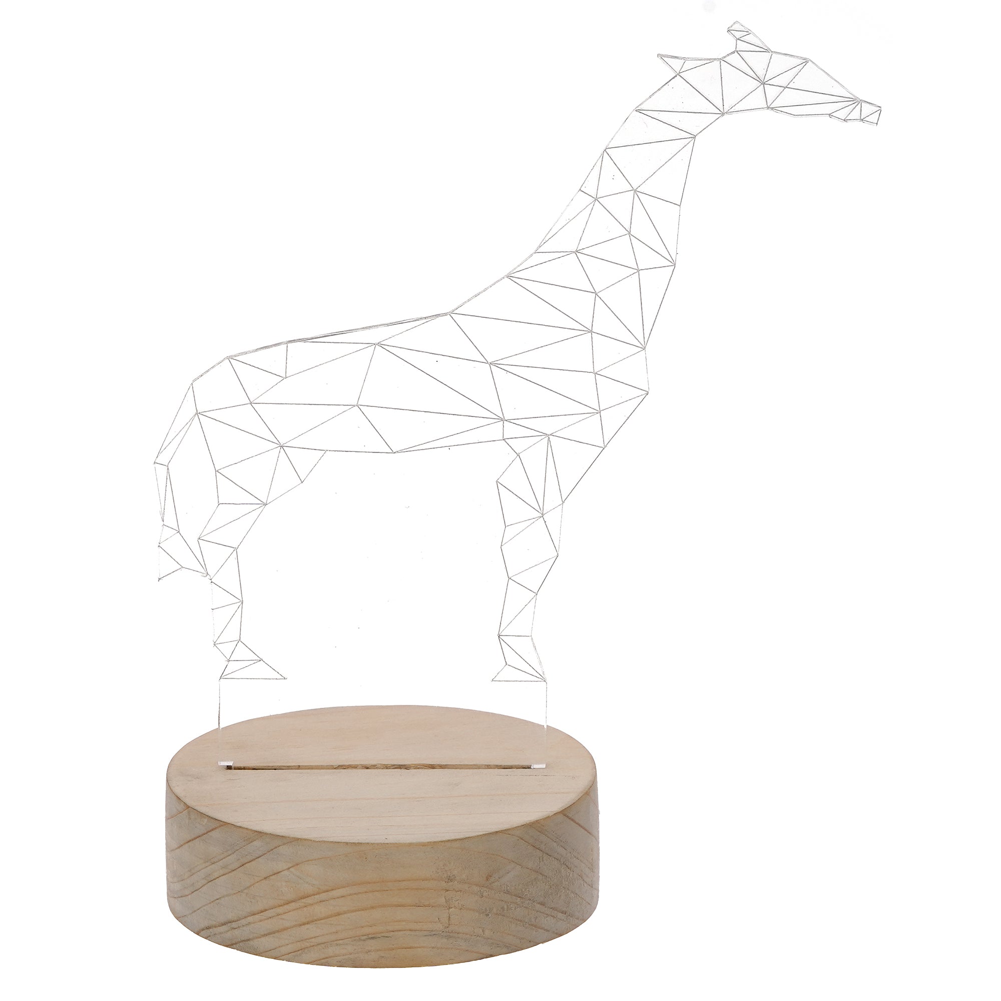 Giraffe Design Carved on Acrylic & Wood Base Night Lamp 2