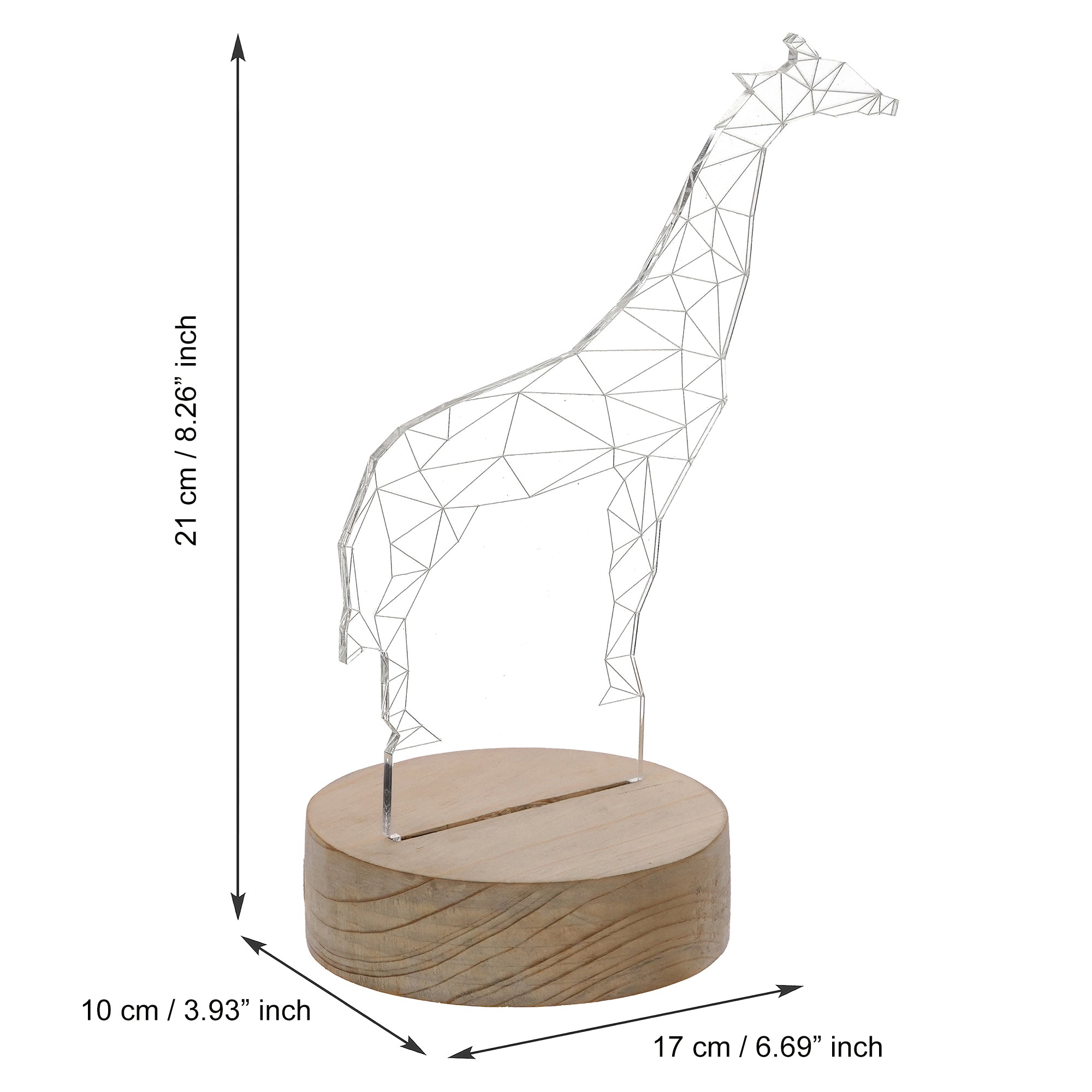 Giraffe Design Carved on Acrylic & Wood Base Night Lamp 3