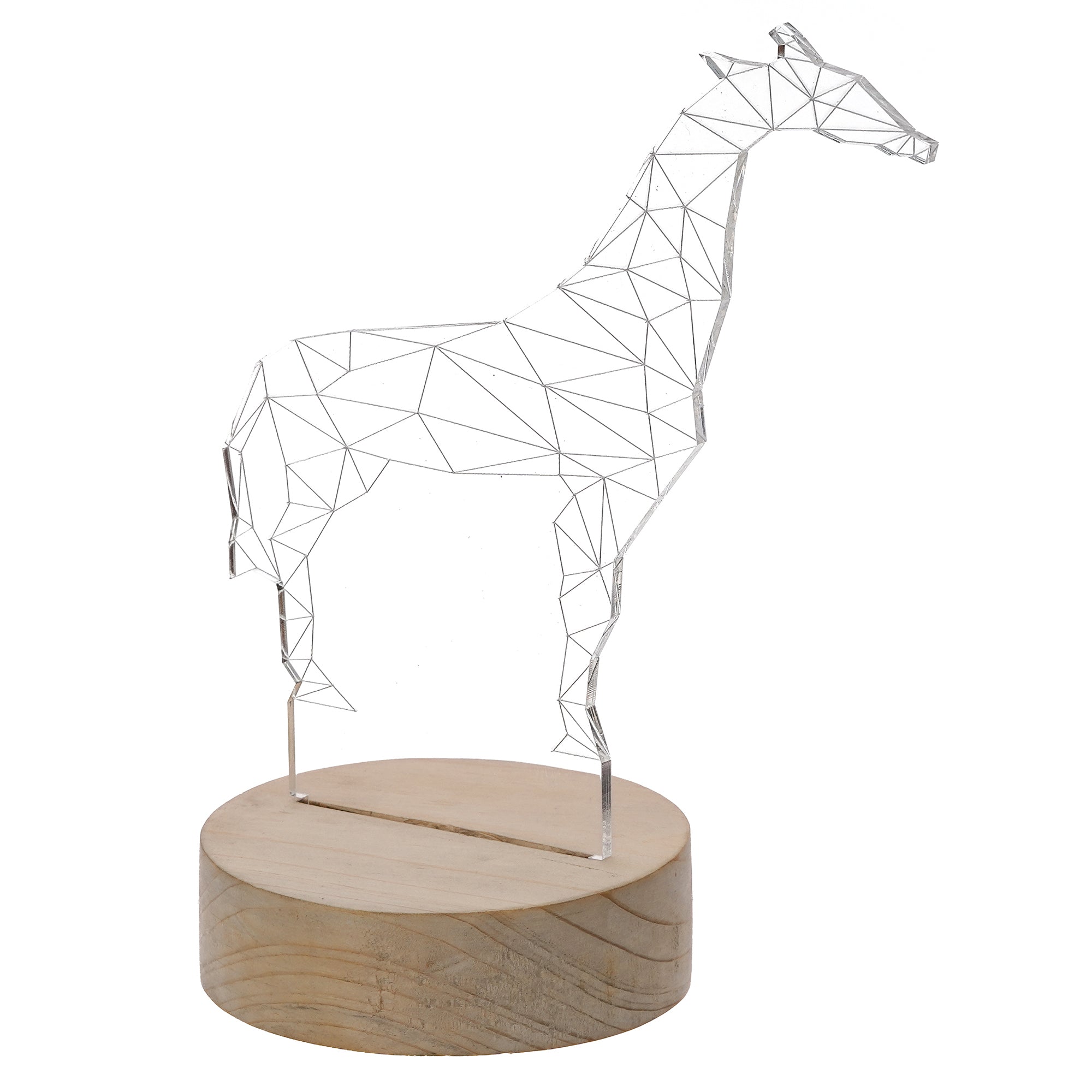 Giraffe Design Carved on Acrylic & Wood Base Night Lamp 4
