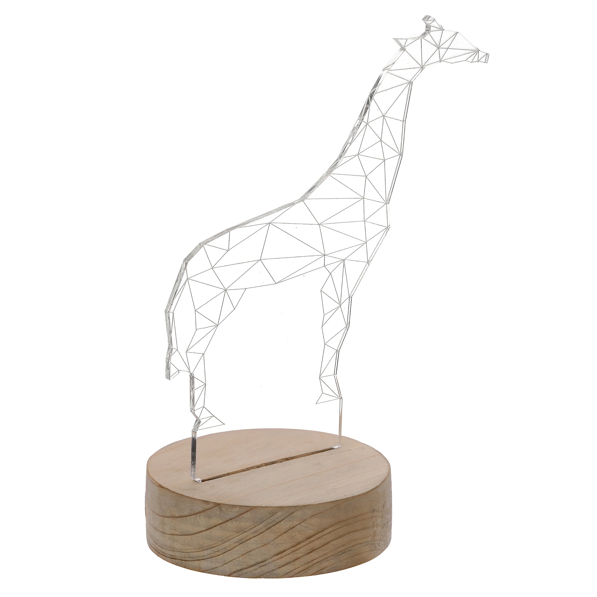Giraffe Design Carved on Acrylic & Wood Base Night Lamp 5