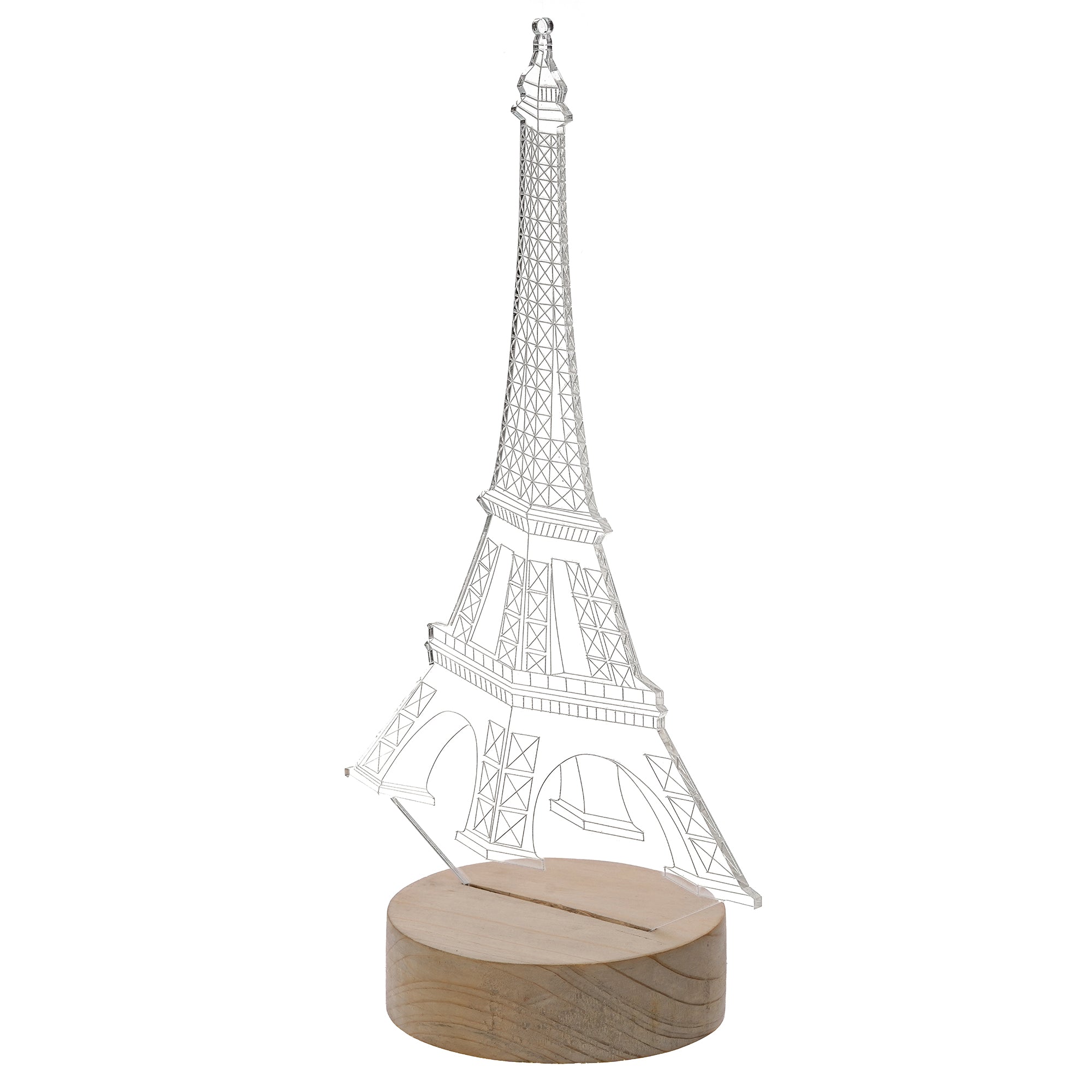 Eiffel Tower Design Carved on Acrylic & Wood Base Night Lamp 5